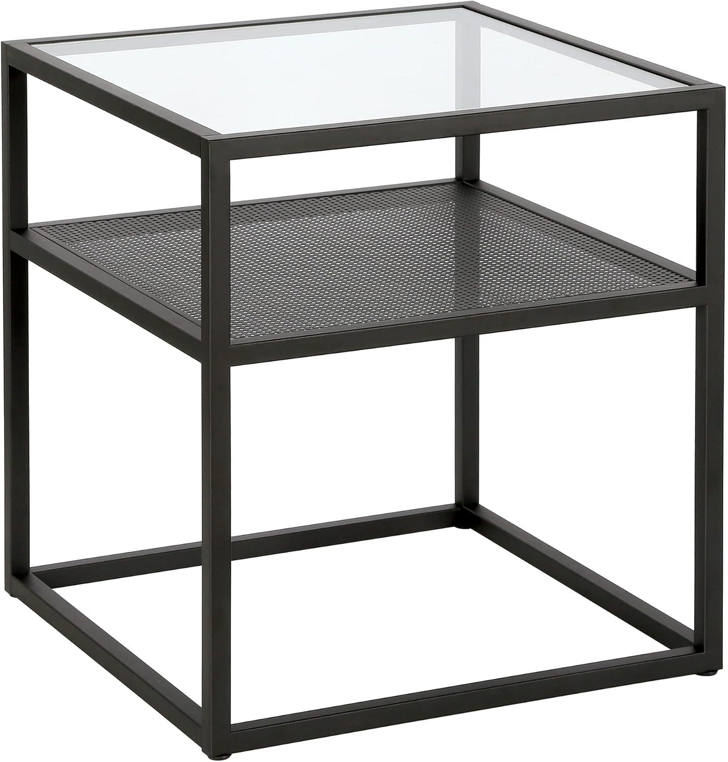 Evelyn&Zoe Nellie 20" Wide Square Side Table, Blackened Bronze