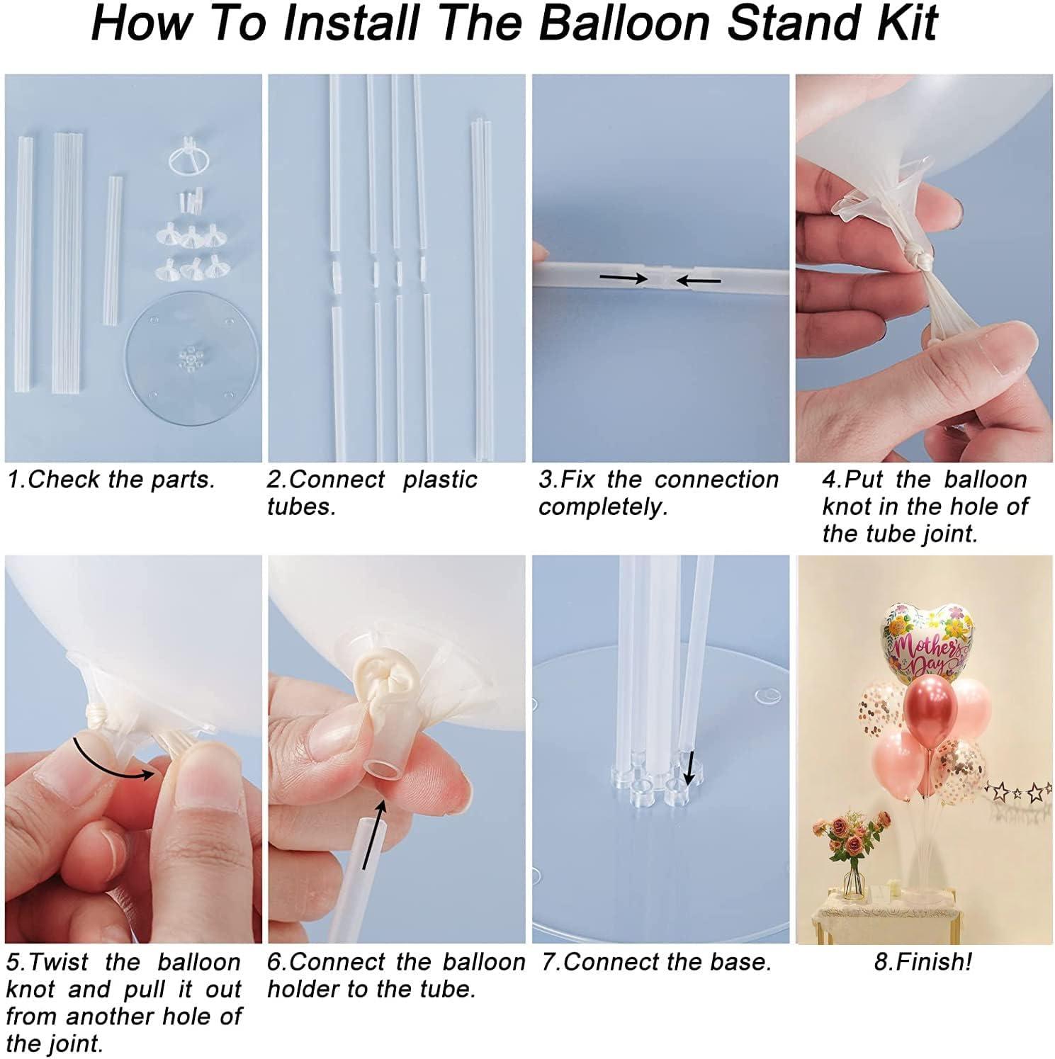 8 Sets 28 Inch Balloon Stand Kits, Balloon Sticks with Base For Table Floor Graduation Baby Shower Happy Birthday Engagement Fiesta Party Decorations Class