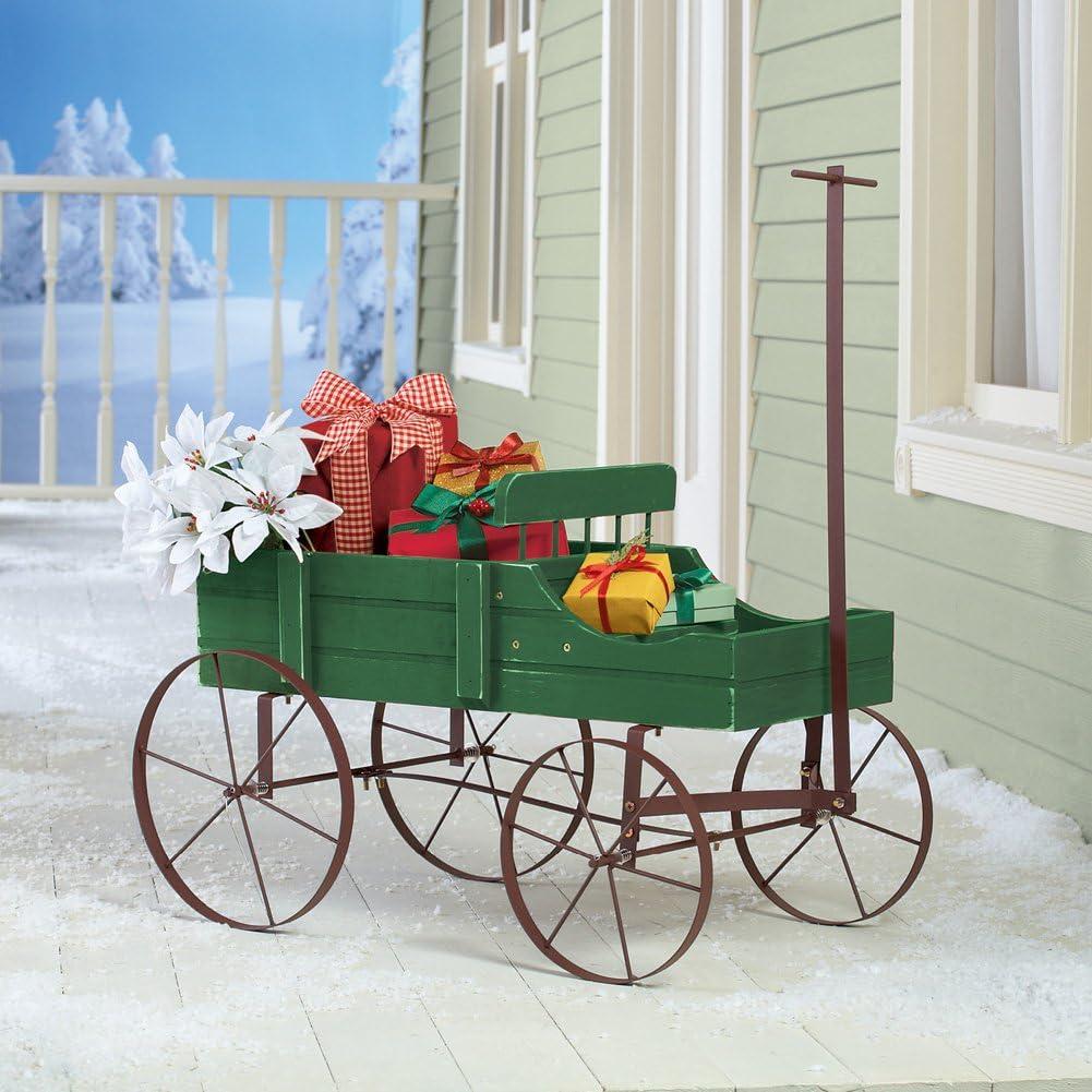 Collections Etc  Wagon Decorative Garden Planter NO SIZE Green