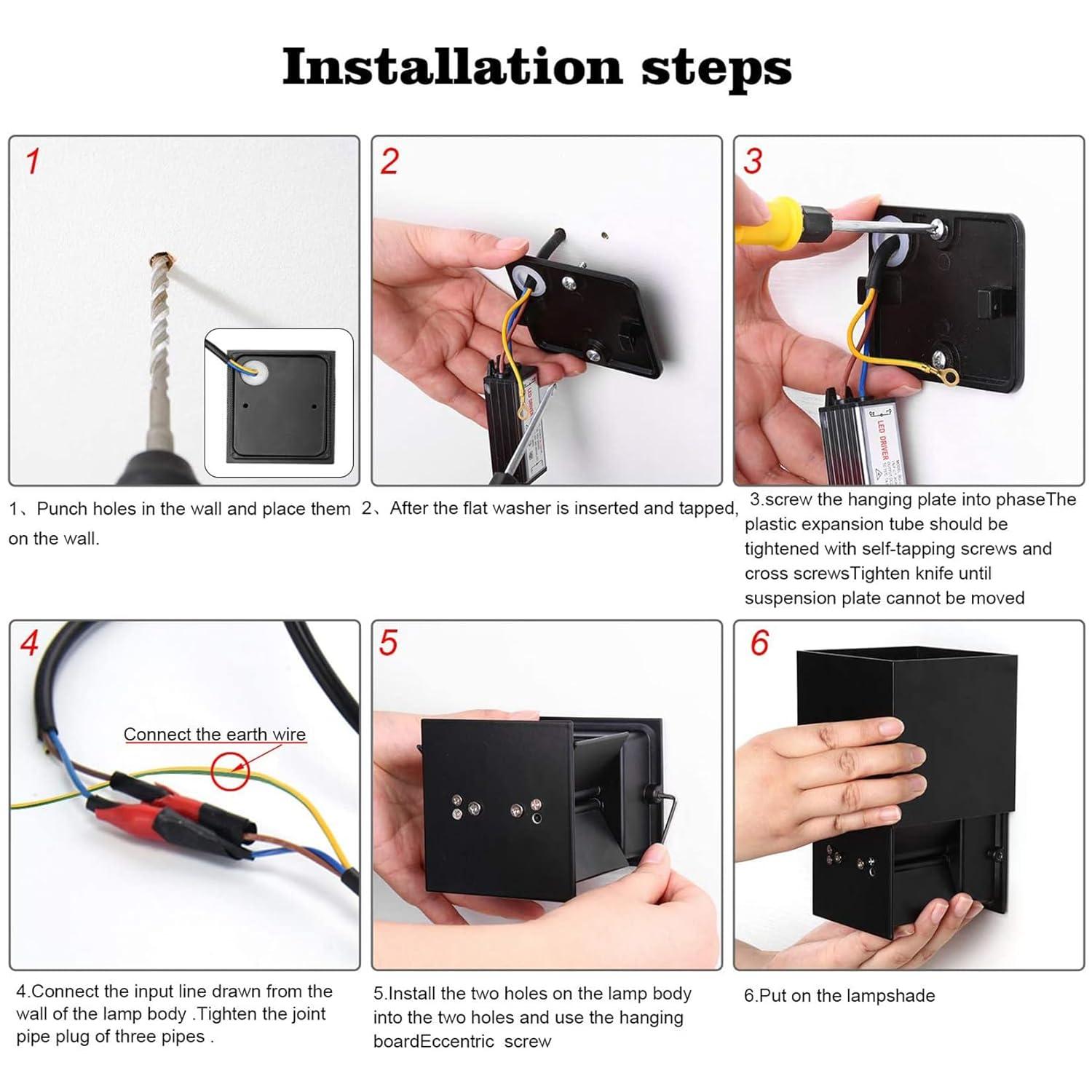 4 PCS LED 12W Outdoor Wall Lights Sconces Exterior/Interior Up and Down Lights IP65 Waterproof Modern Outdoor Lighting Fixtures Square Aluminum Exterior Wall Mount Light White 3000K Warm Lights