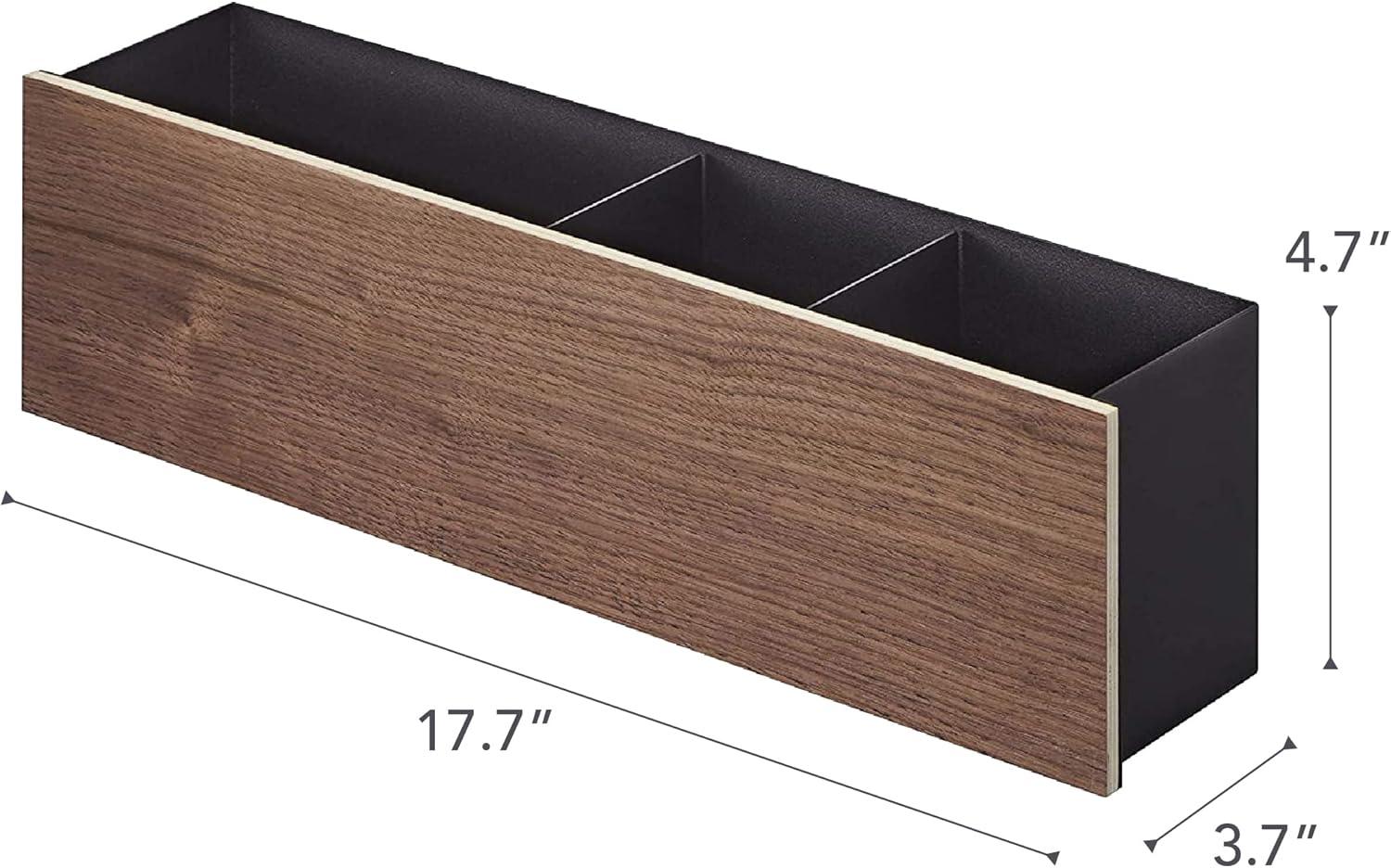 Large Walnut and Steel Desk Organizer with Dividers