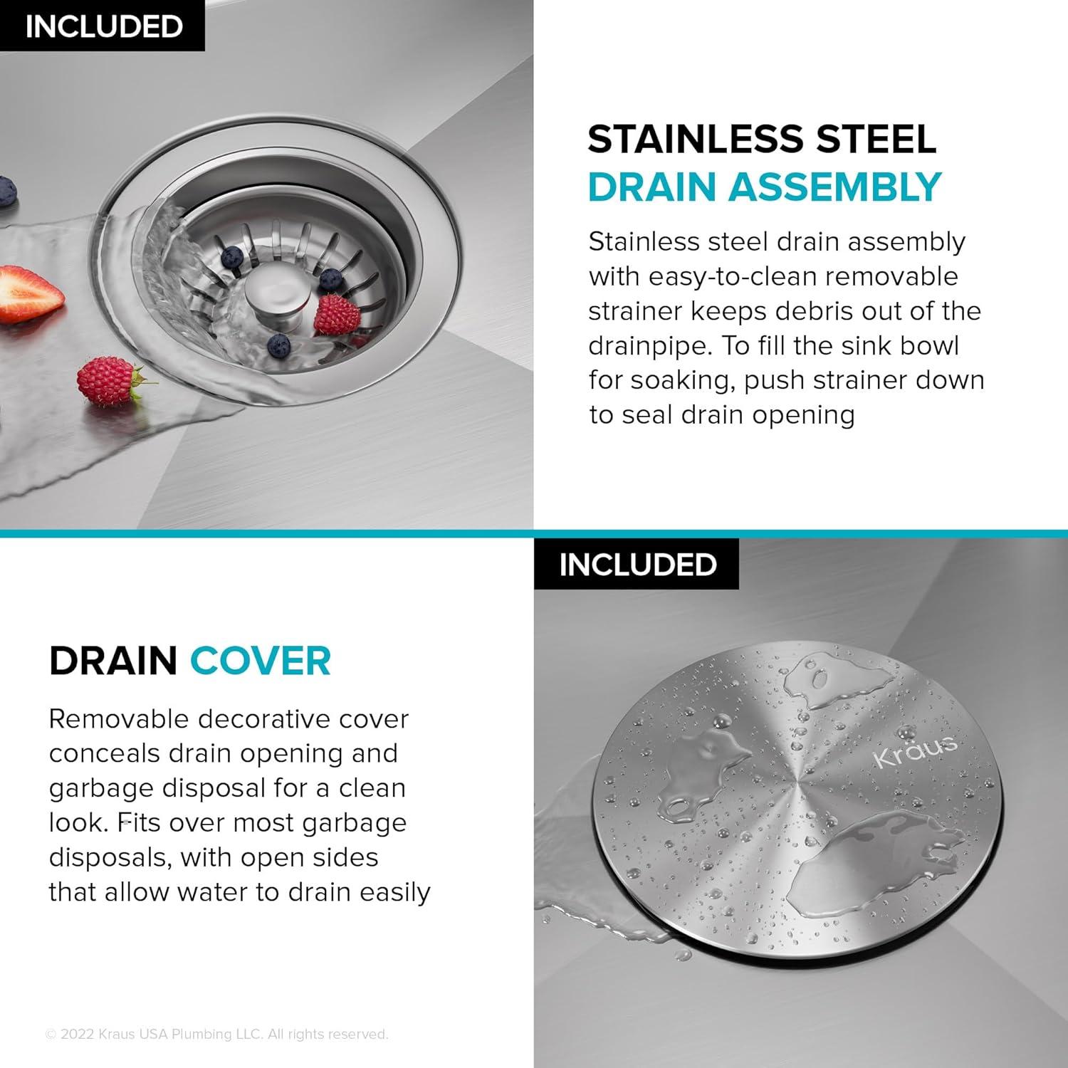 KRAUS Kore Drop-In Workstation 16 Gauge Stainless Steel Single Bowl Kitchen Sink with Accessories