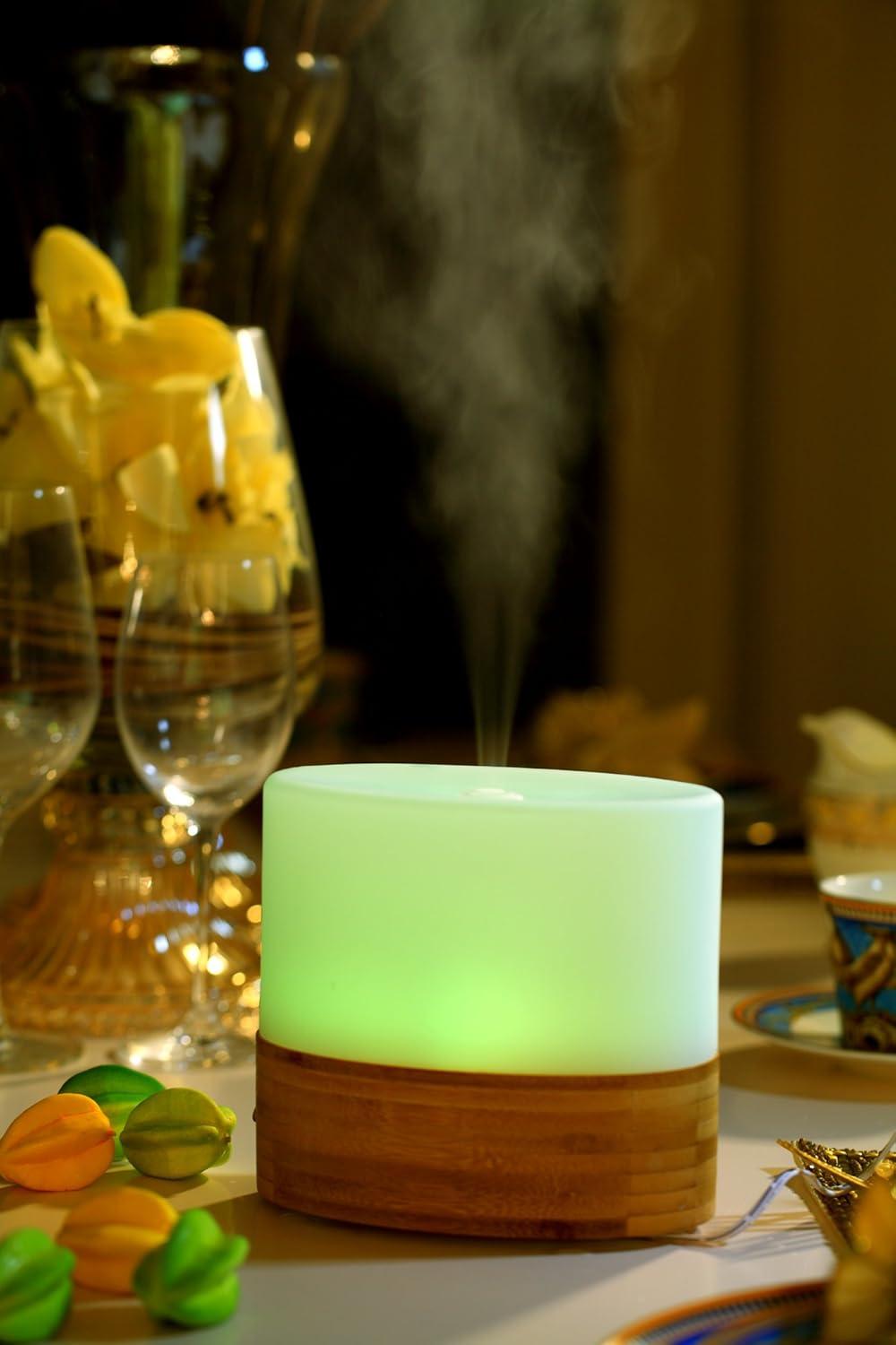 Ultrasonic Aroma Diffuser/Humidifier with Bamboo Base