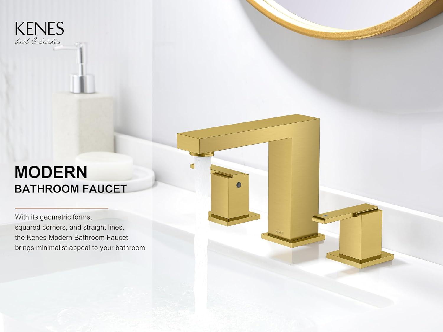 Brushed Gold Stainless Steel Double Handle Bathroom Faucet