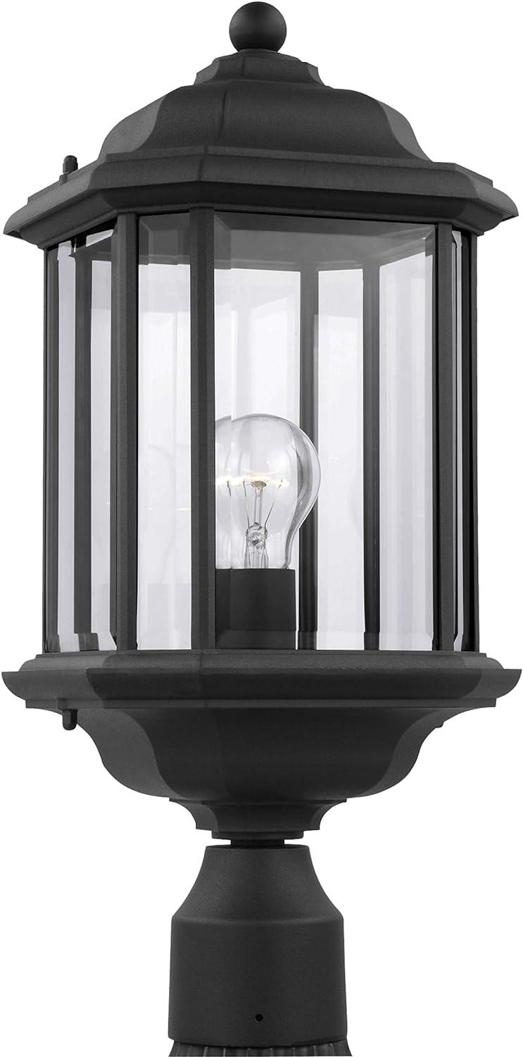 Black Outdoor Post Lantern with Clear Beveled Glass