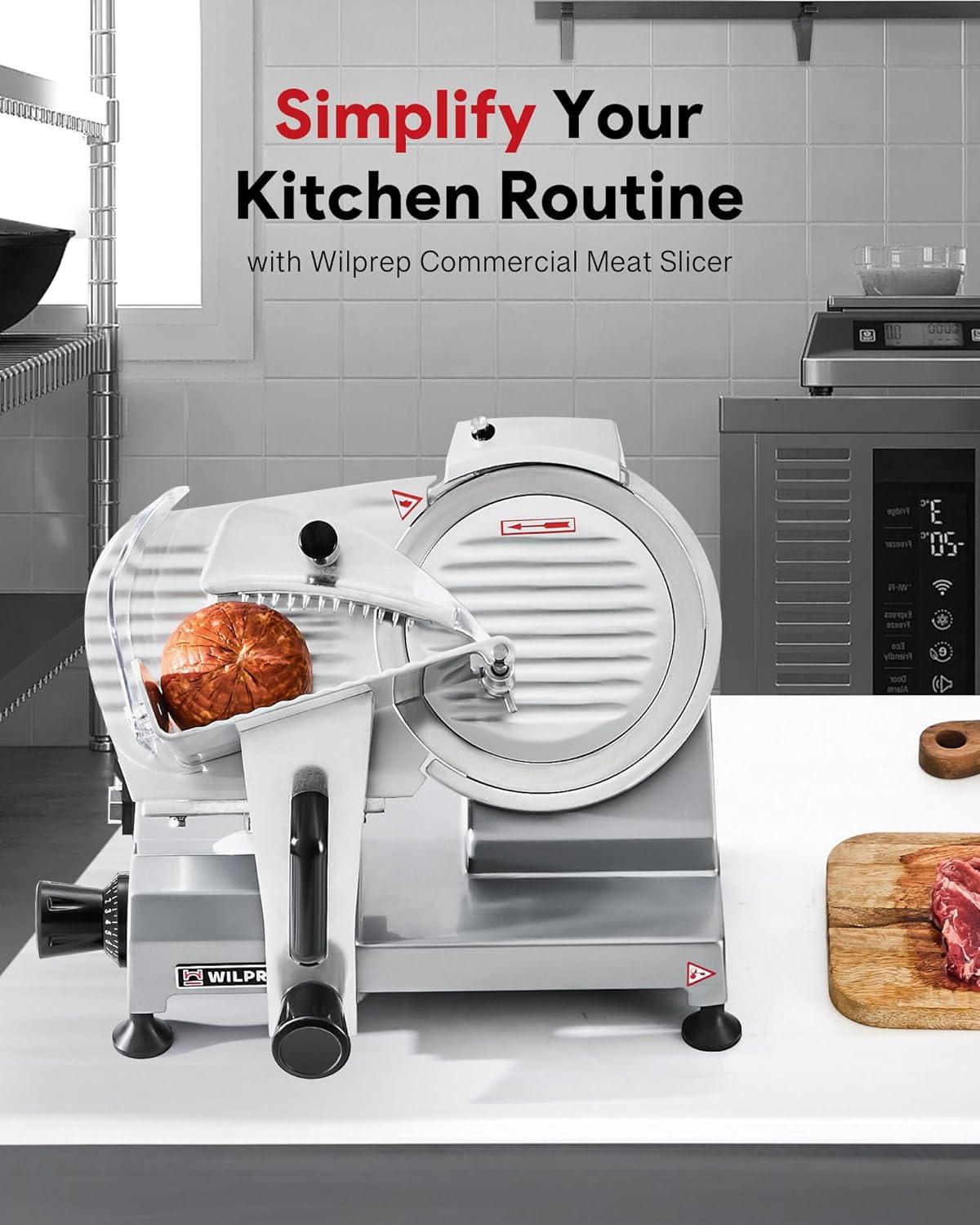 Wilprep Commercial Meat Slicer for Home 150W Electric Deli Food Slicer with 10" Blade