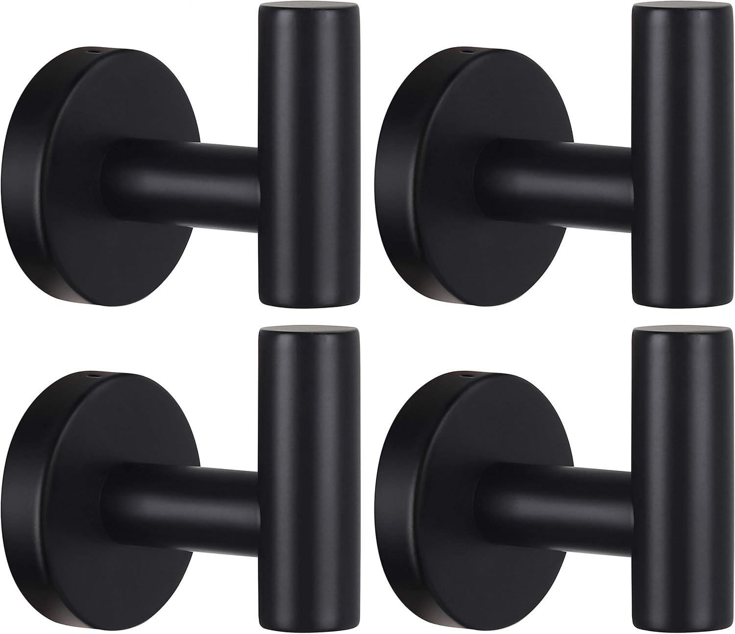 Matte Black Stainless Steel Heavy Duty Towel Hooks Set