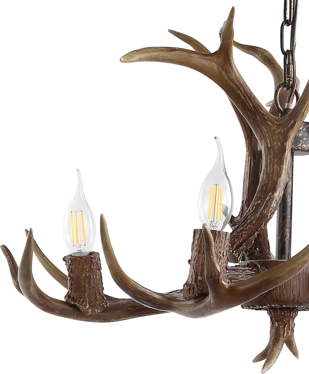 Eldora 26" Adjustable Resin Antler 4-Light LED Chandelier, Brown