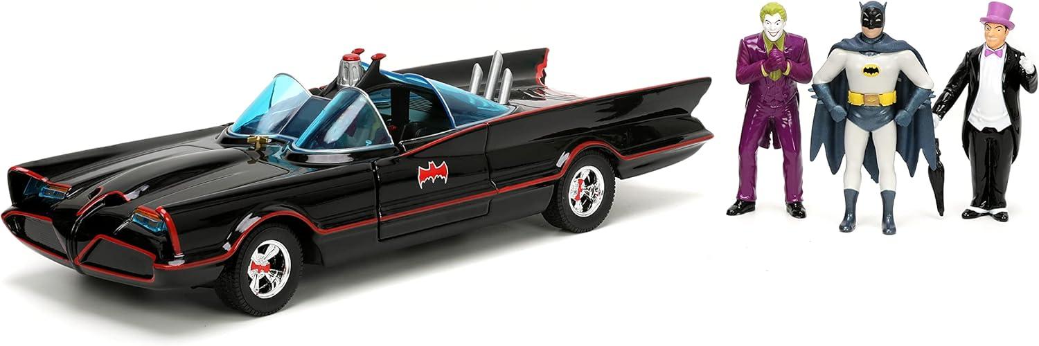 Batman 1:24 1966 Batmobile Die-Cast Car & 2.75" Batman, Robin, Penguin, & The Joker Figures