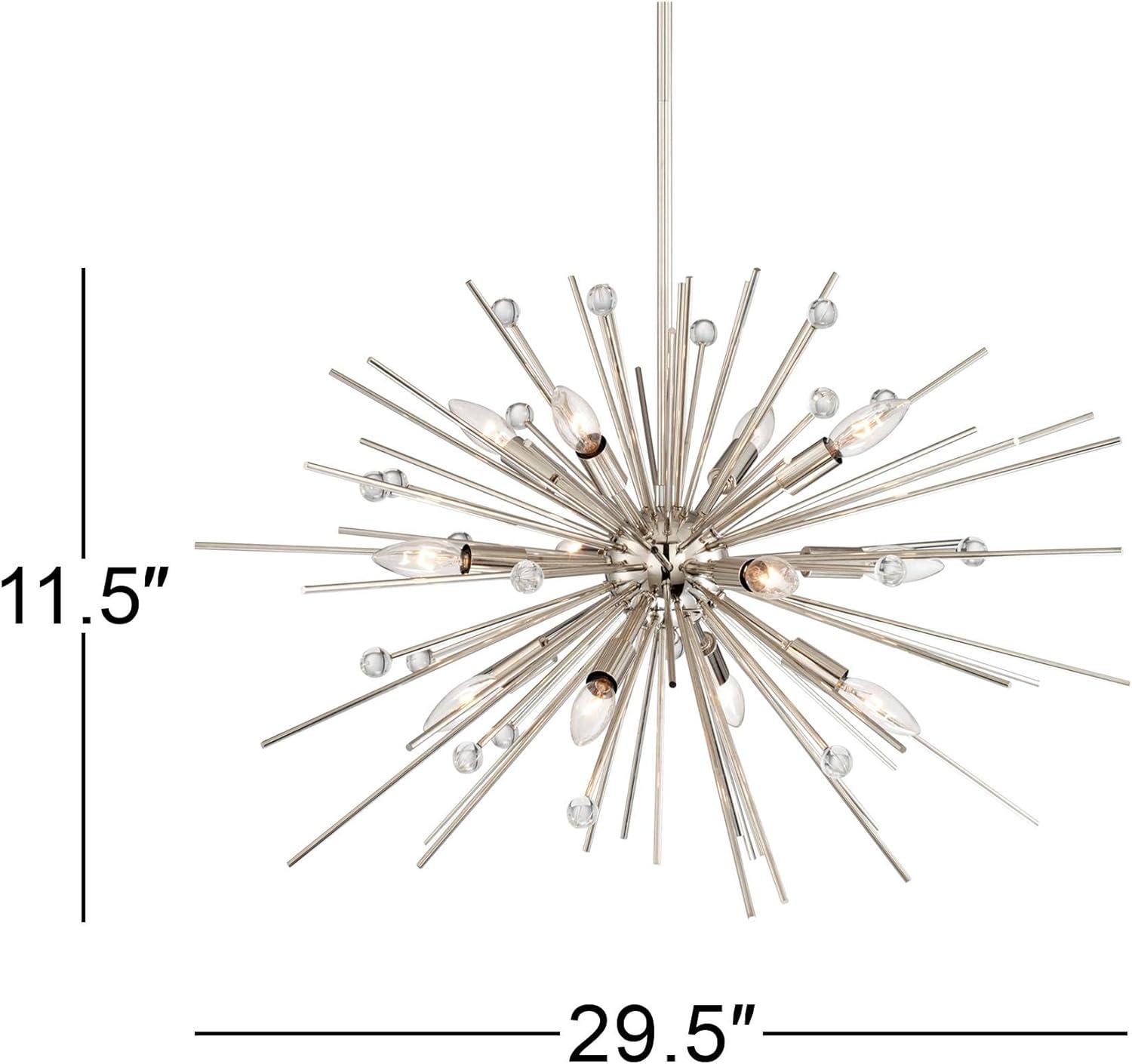 Possini Euro Design Janae Polished Nickel Chandelier 29 1/2" Wide Modern Sputnik 12-Light Fixture for Dining Room House Foyer Kitchen Island Entryway