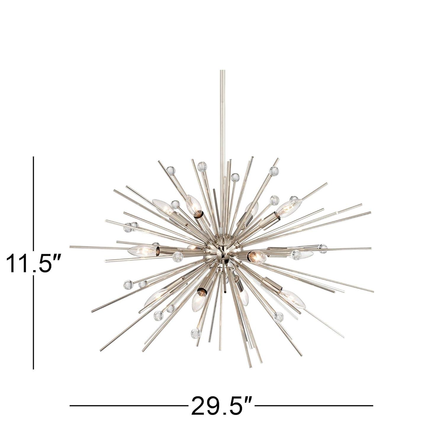 Possini Euro Design Janae Polished Nickel Chandelier 29 1/2" Wide Modern Sputnik 12-Light Fixture for Dining Room House Foyer Kitchen Island Entryway