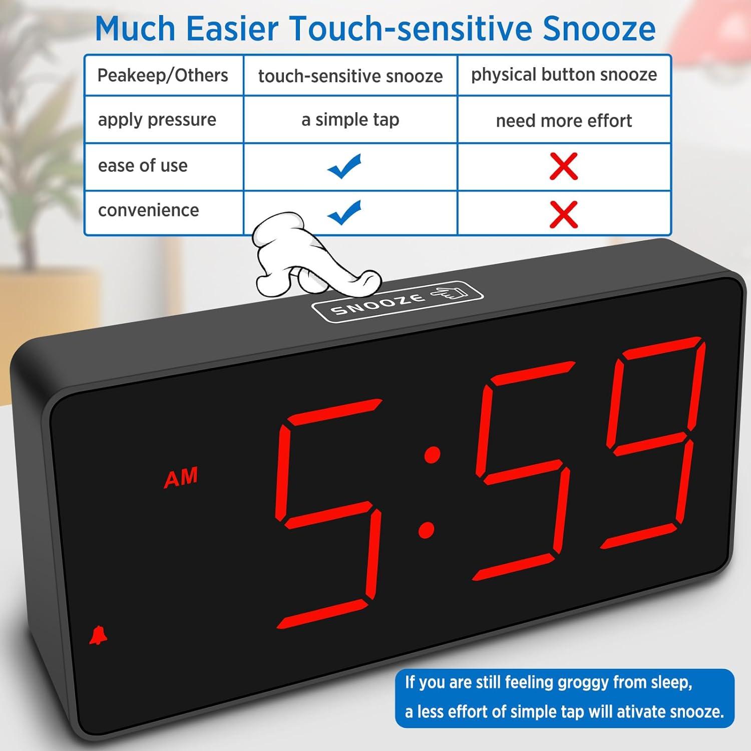 Black Rectangular Digital Alarm Clock with Red Digits