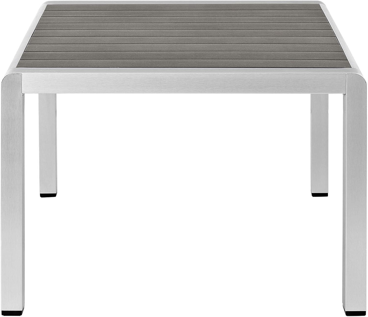 Modway Shore Aluminum Outdoor Patio Coffee Table in Silver Gray