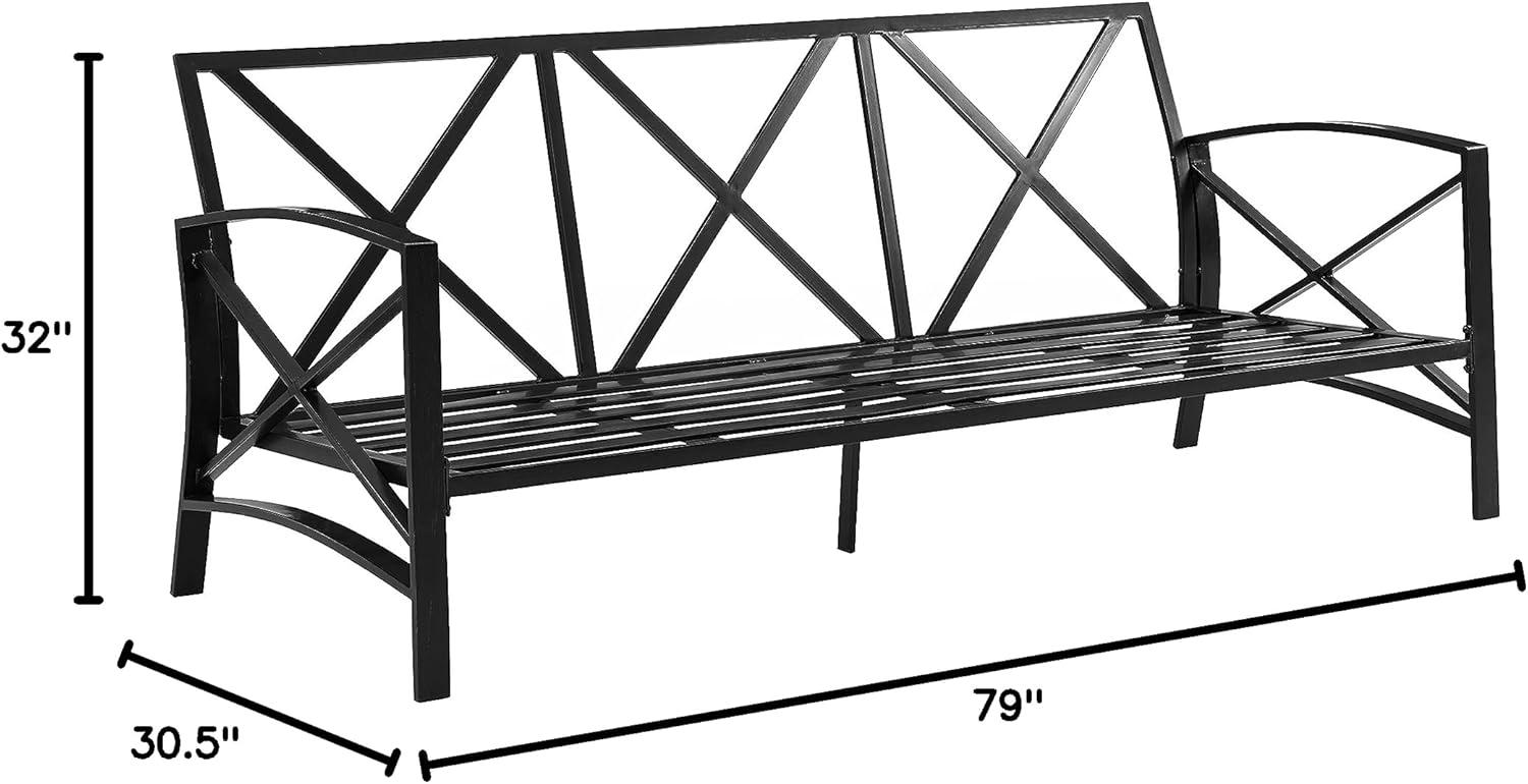 Crosley Furniture Kaplan Oil Rubbed Bronze Outdoor Metal Sofa with Mist Cushions