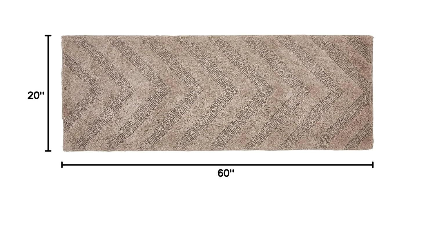 Better Trends Hugo 100% Cotton Tufted Non-Slip Backing Bath Rug 20" x 60" Runner - Beige