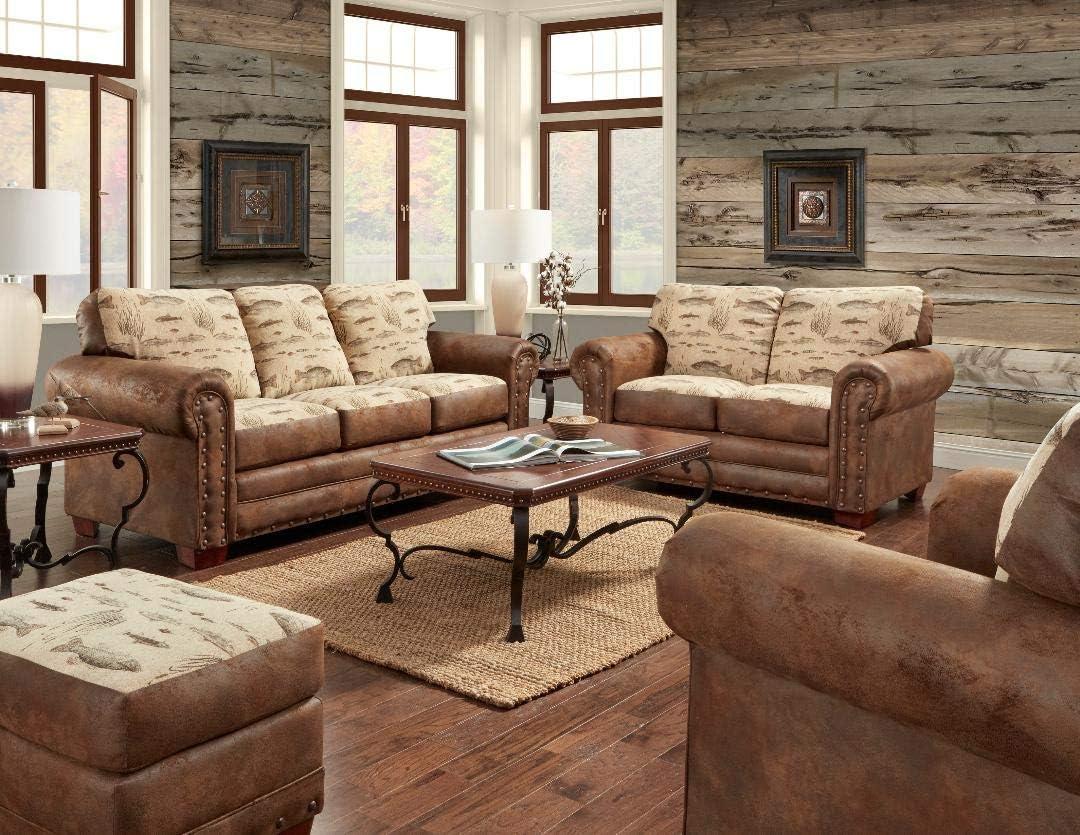 Brown Microfiber Queen Sleeper Sofa with Nailhead Accents