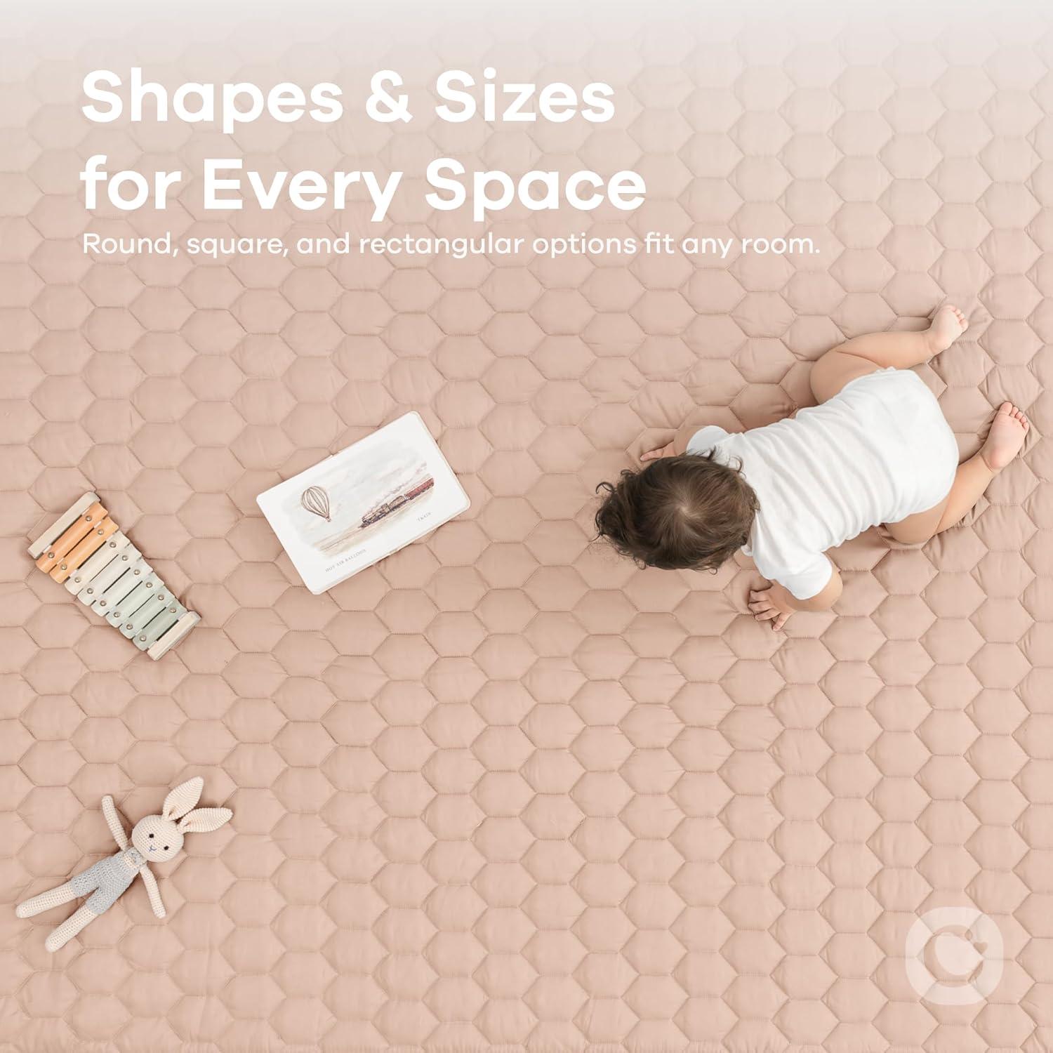 Comfy Cubs Play Mat, Rectangle (Medium) 48” x 72” for Kids & Toddler, Non-Slip Bottom - Blush