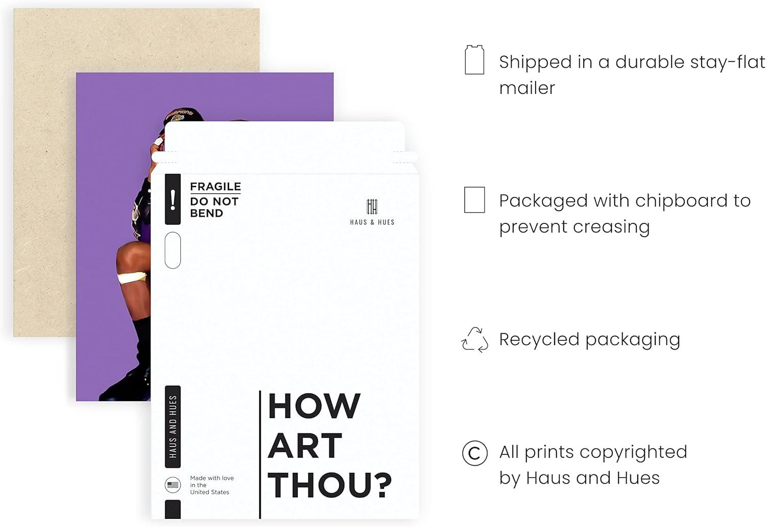 HAUS AND HUES Kobe Bryant Wall Art Kobe Art Kobe Print, Black Mamba Poster, Lakers Wall Art, Basketball Poster, NBA Posters, Lakers Posters (Unframed 12" X 16")