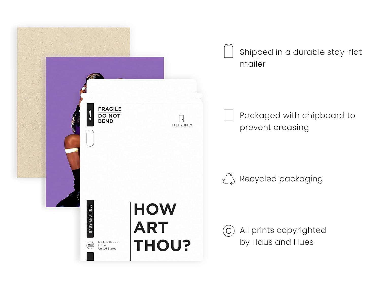 HAUS AND HUES Kobe Bryant Wall Art Kobe Art Kobe Print, Black Mamba Poster, Lakers Wall Art, Basketball Poster, NBA Posters, Lakers Posters (Unframed 12" X 16")