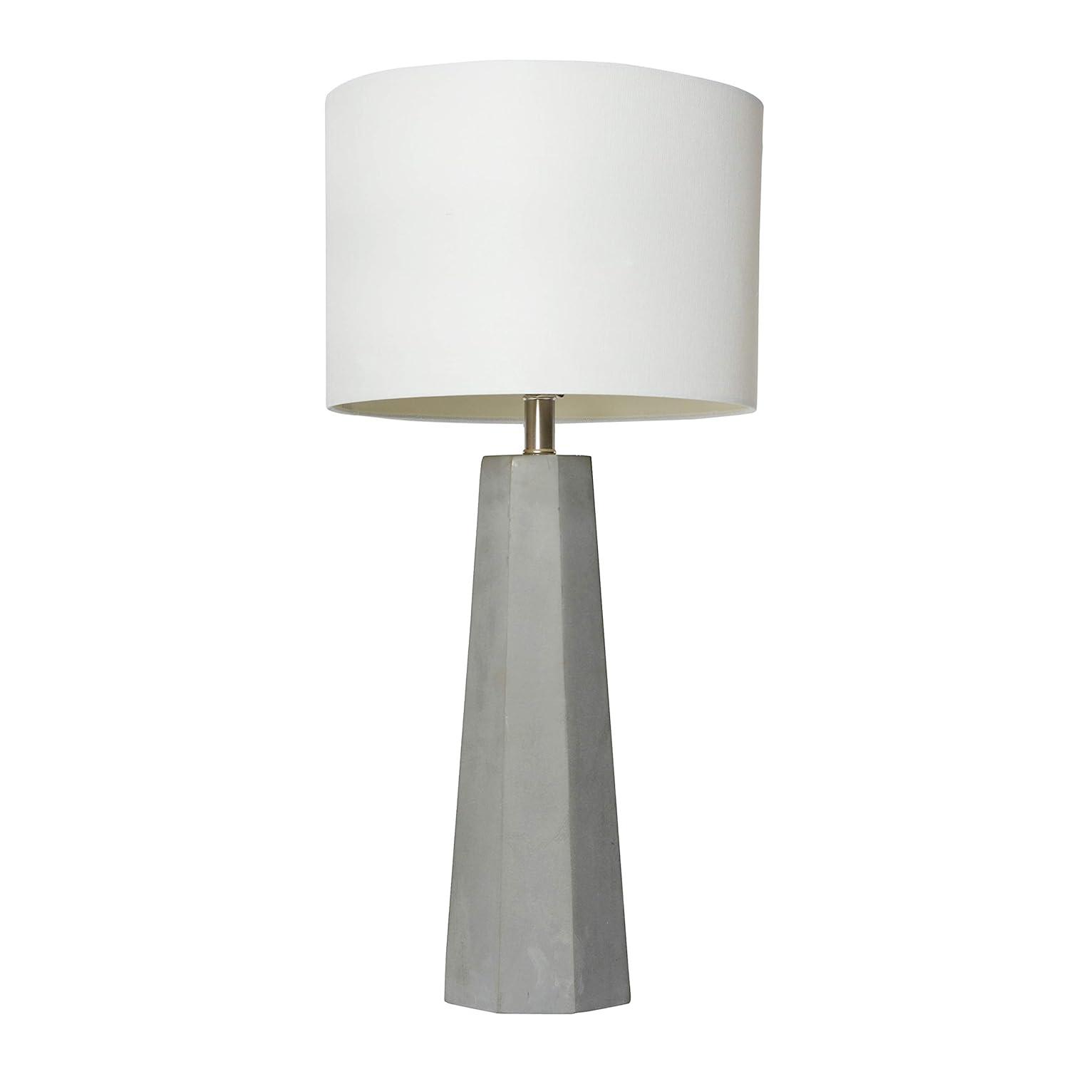 Elegant Designs Concrete Table Lamp with Fabric Shade