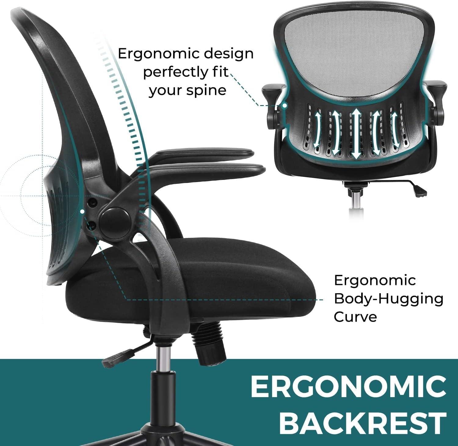 ErgoFlex Black Mesh Adjustable Office Chair with Lumbar Support