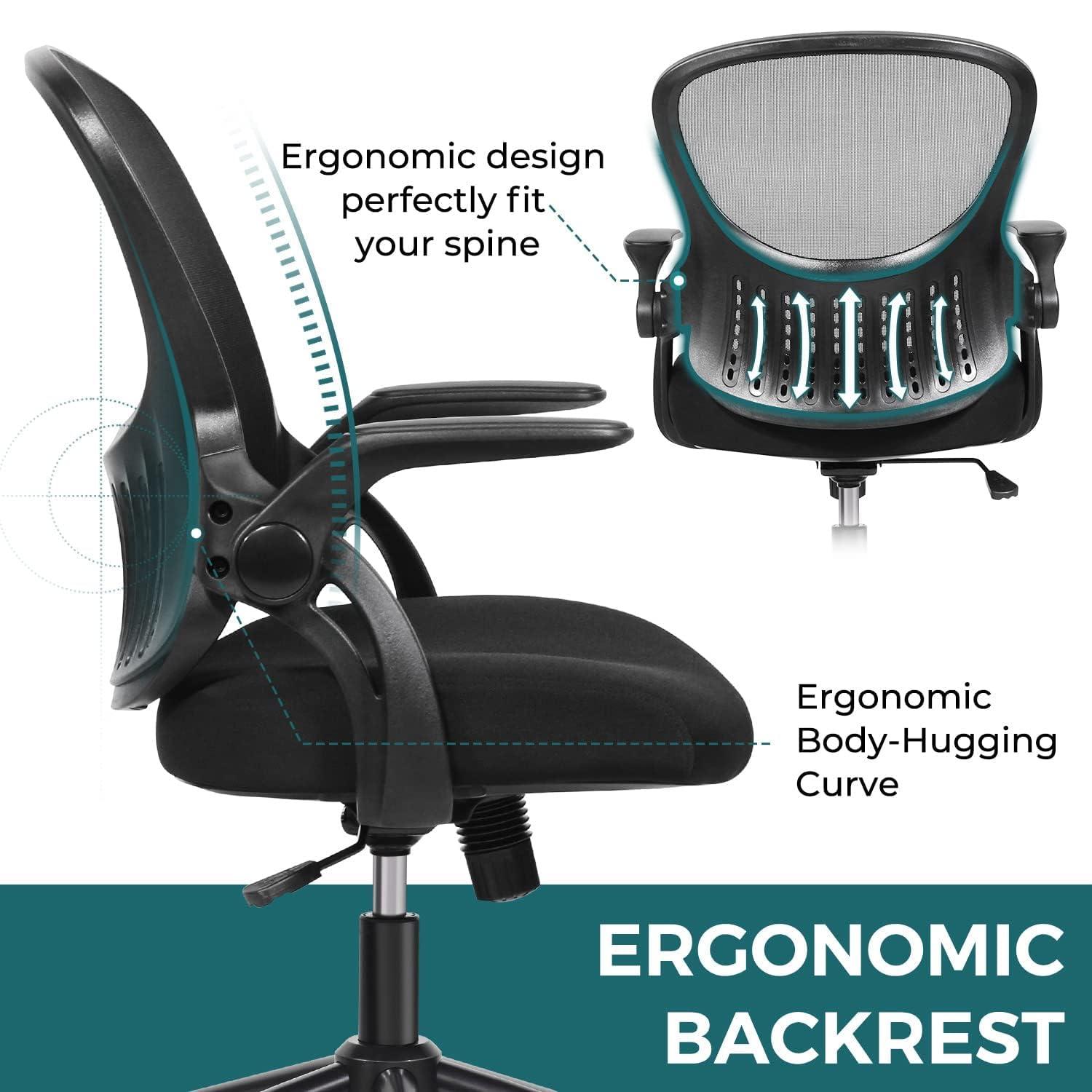 ErgoFlex Black Mesh Adjustable Office Chair with Lumbar Support