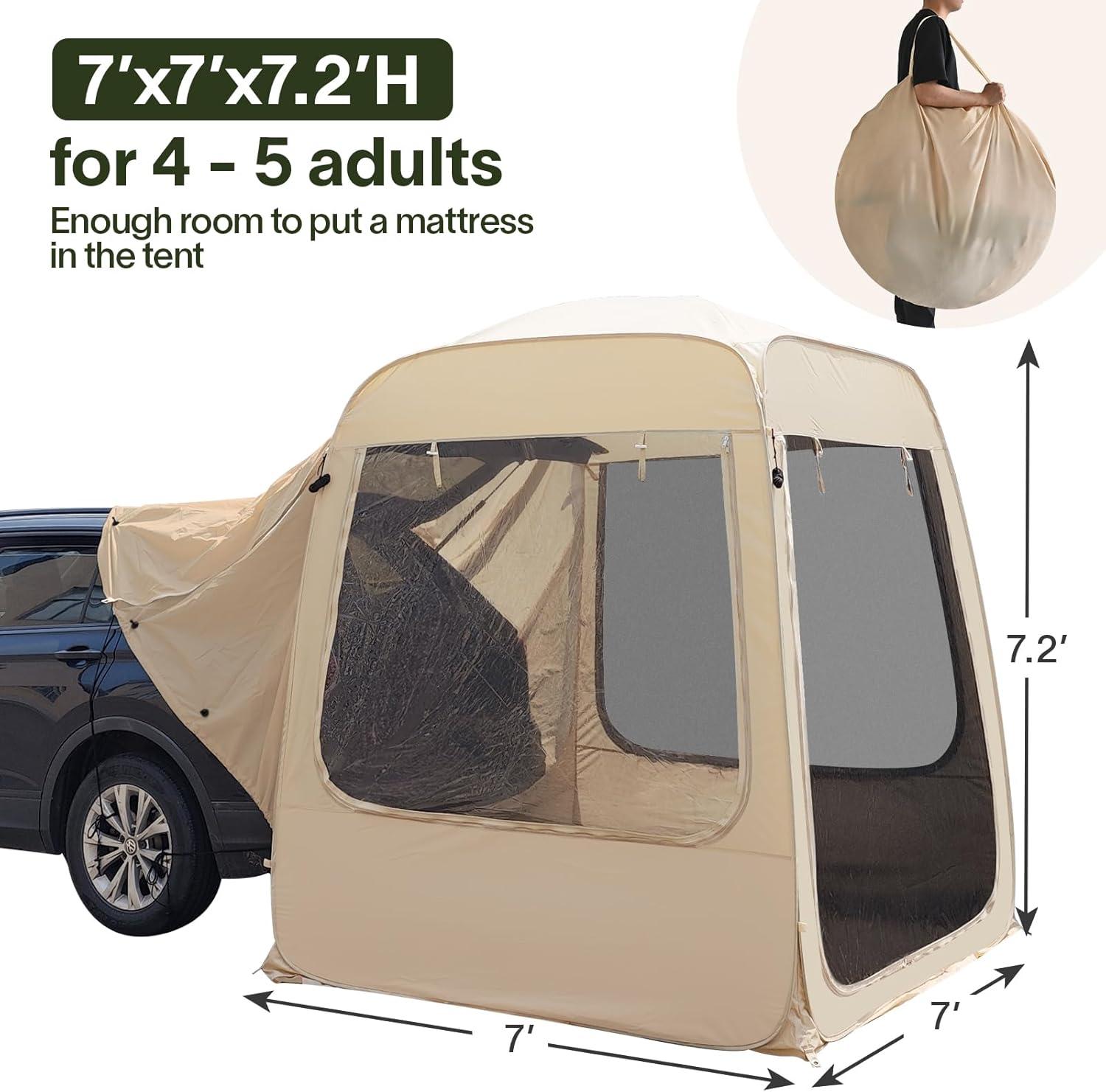 Beige 5-Person Four-Season SUV Camping Tent with Carry Bag