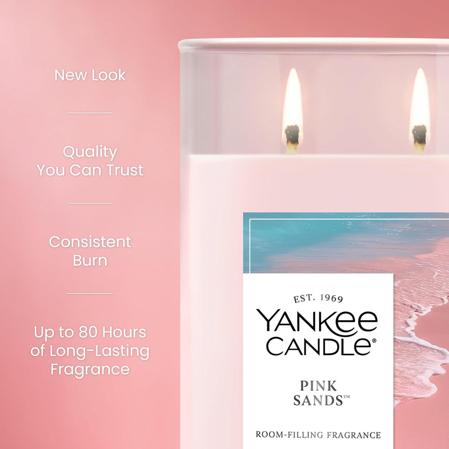 Signature Large Pink Sands Tumbler Candle 20oz - Yankee Candle: Soy Wax Blend, Glass Jar, Dual Wick, 60hr Burn Time