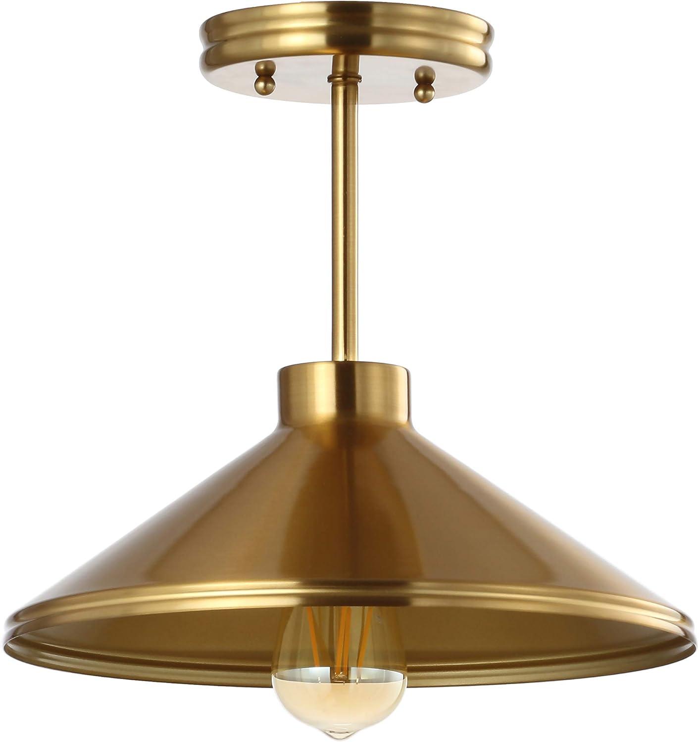Cisco 11.75" Iron Modern Farmhouse LED Semi Flush Mount, Brass Gold