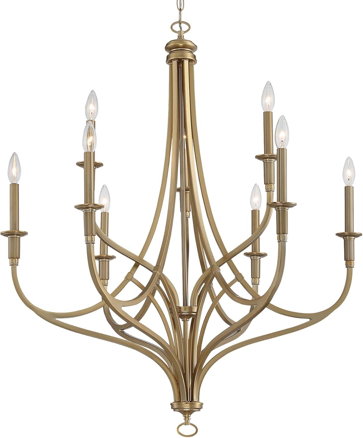 Minka Lavery Brushed Honey Gold Chandelier 34" Wide Modern 9-Light Fixture for Dining Room House Foyer Kitchen Entryway Bedroom