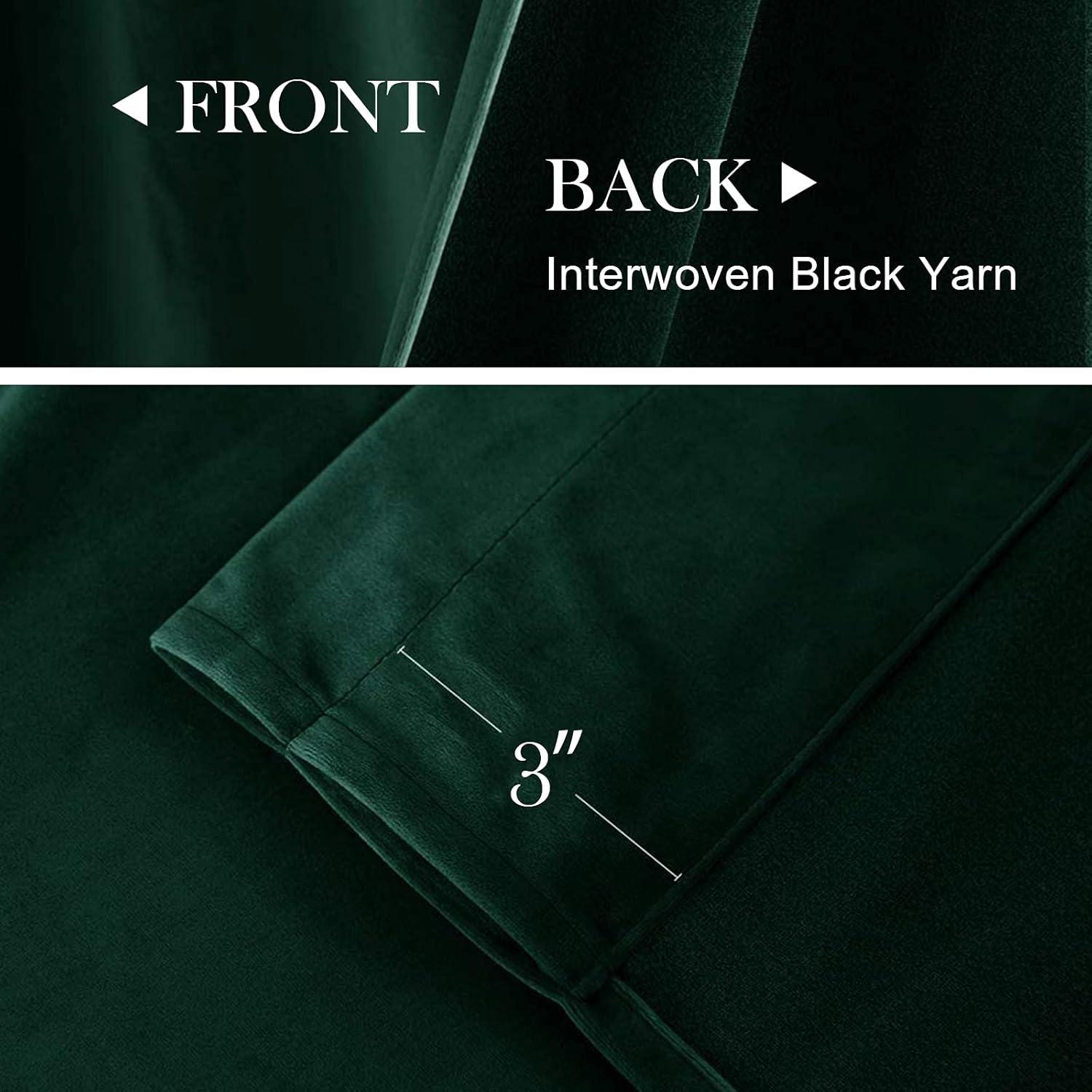 Emerald Green Velvet Blackout Thermal Insulated Curtains 63" Long