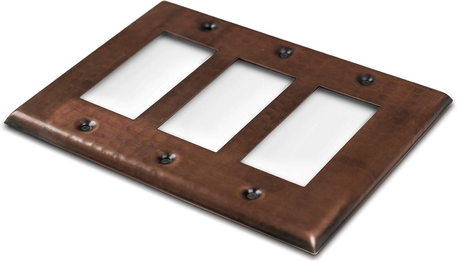 Hand Hammered Copper Triple Rocker Wall Plate