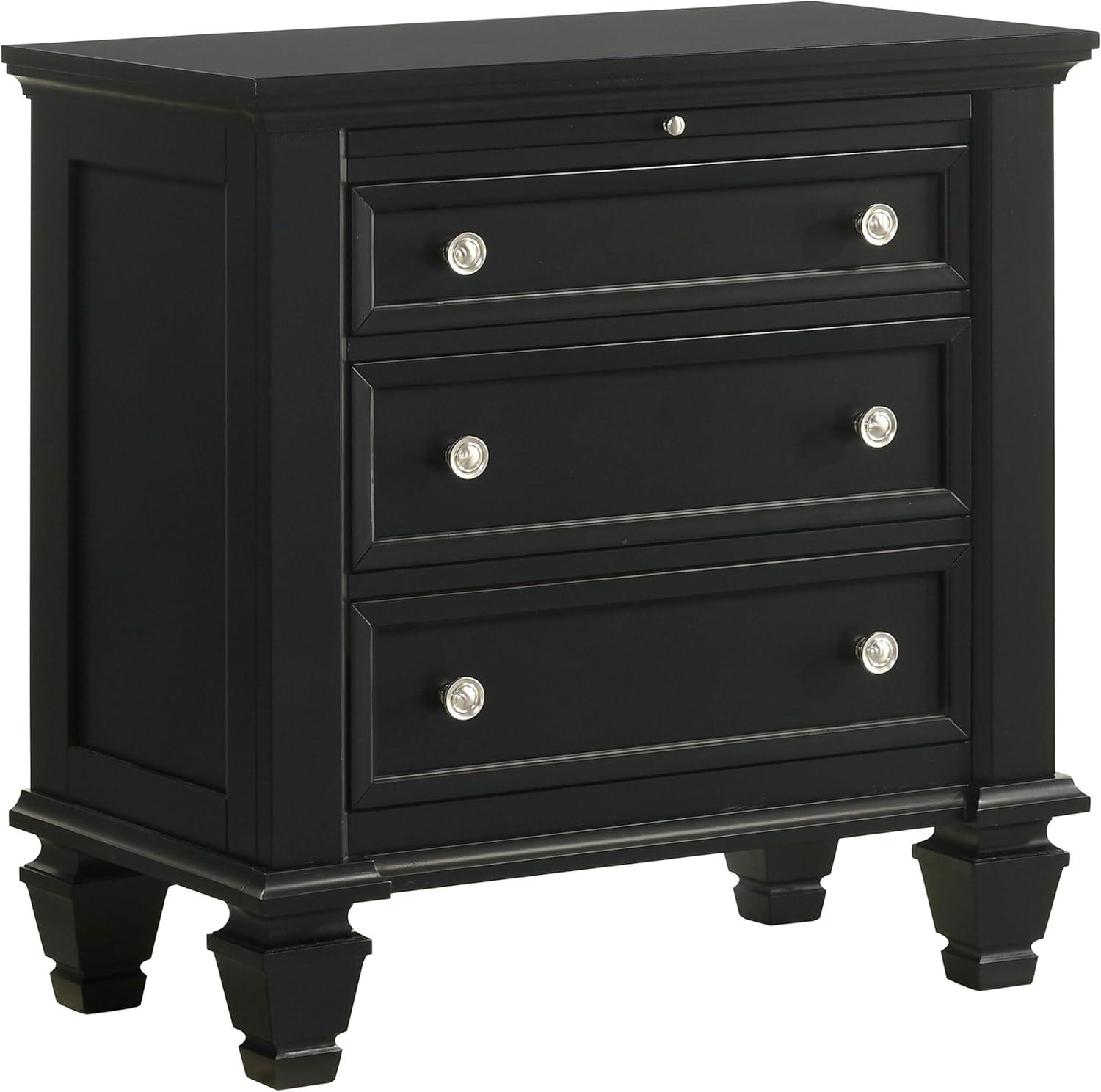 Coaster Sandy Beach Coastal 3-Drawer Wood Nightstand in Black