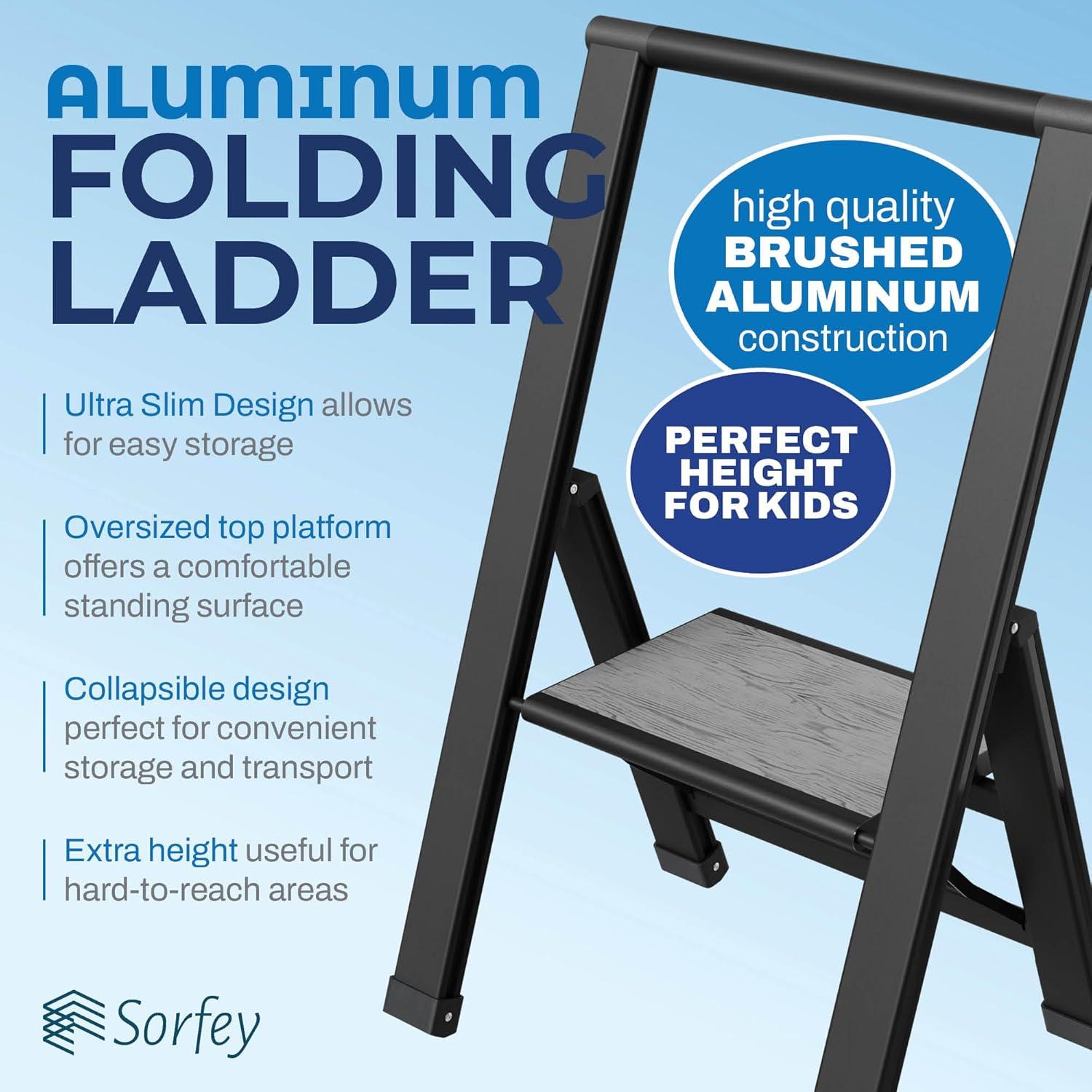 Sorfey Step Ladders 1 - Step Steel Lightweight Folding Step Stool