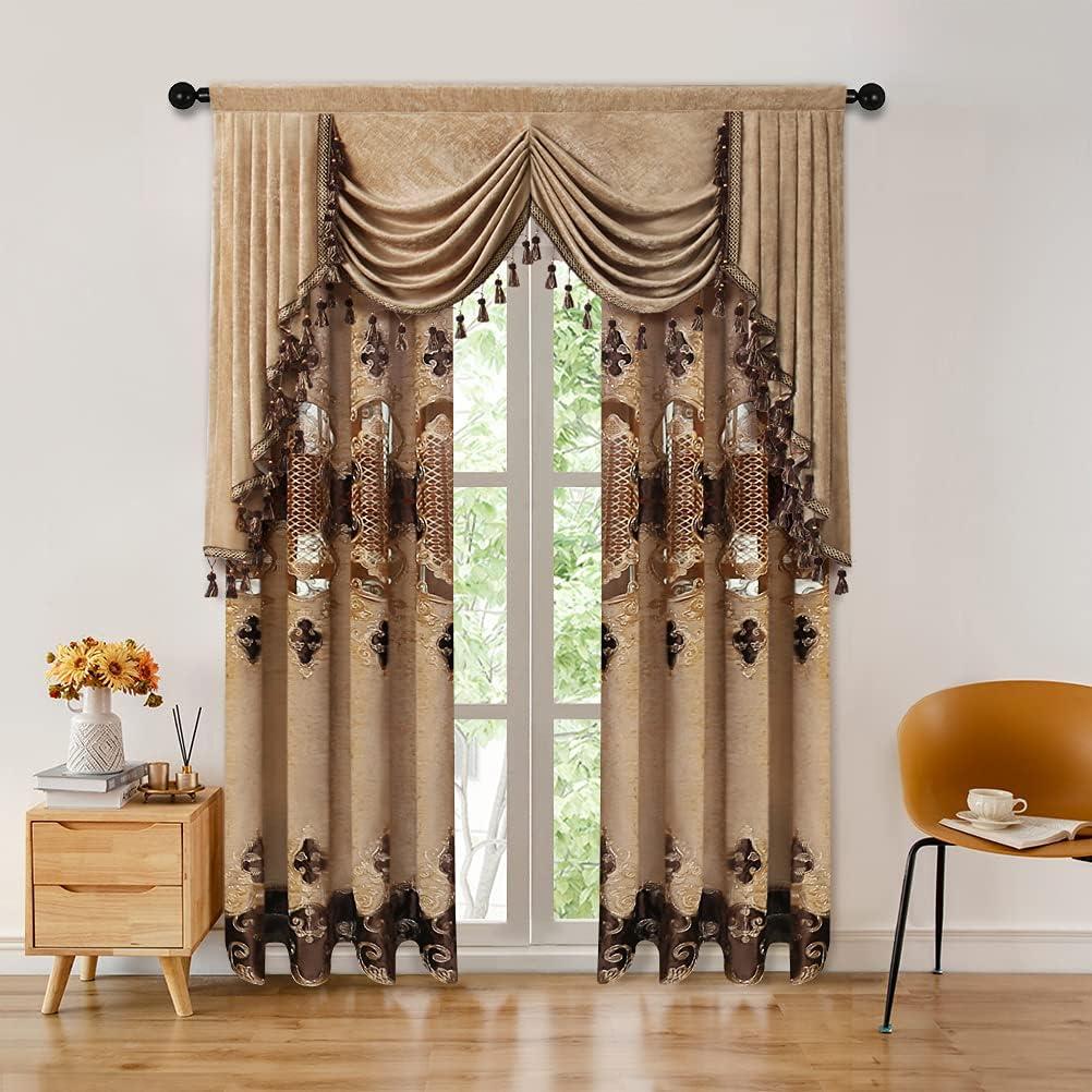 Gold Chenille Waterfall Valance with Rod Pocket