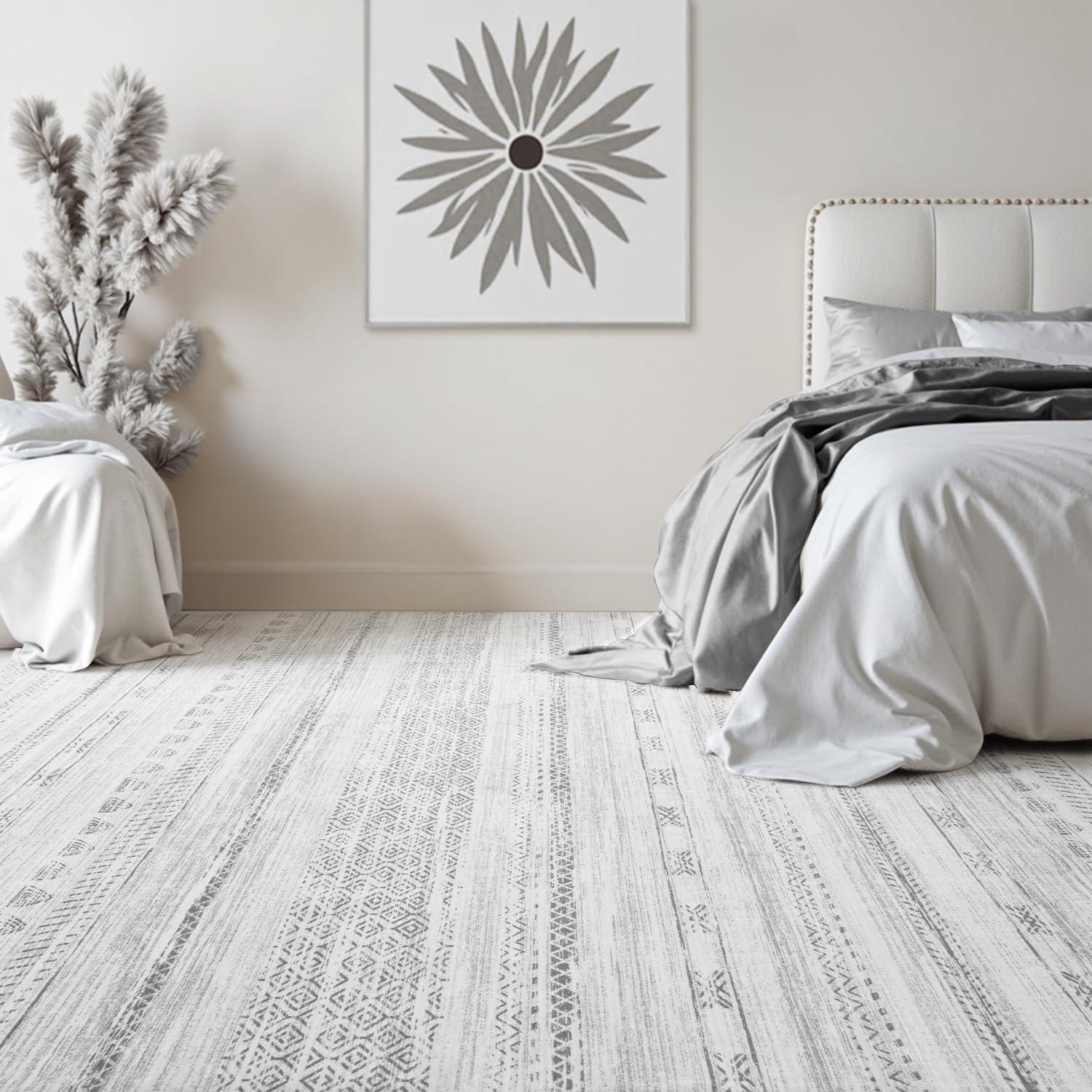 Loon Peak® 5x7 Area Rugs for Living Room Machine Washable Rug Distressed Indoor Carpet Neutral Moroccan Boho Rug Ultra Soft Area Rug for Bedroom Dining Room Playroom Office, Grey