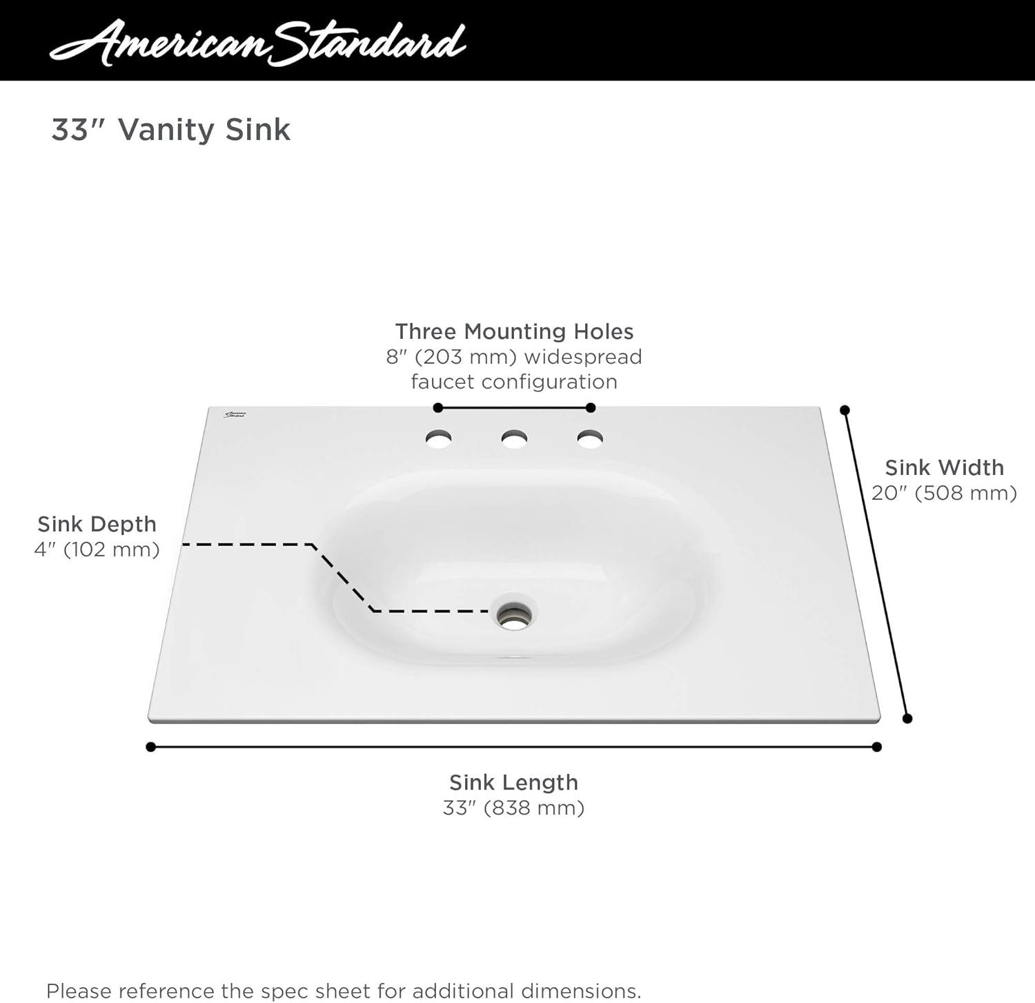 American Standard Studio S 20'' White Vitreous China Rectangular Bathroom Sink with Overflow