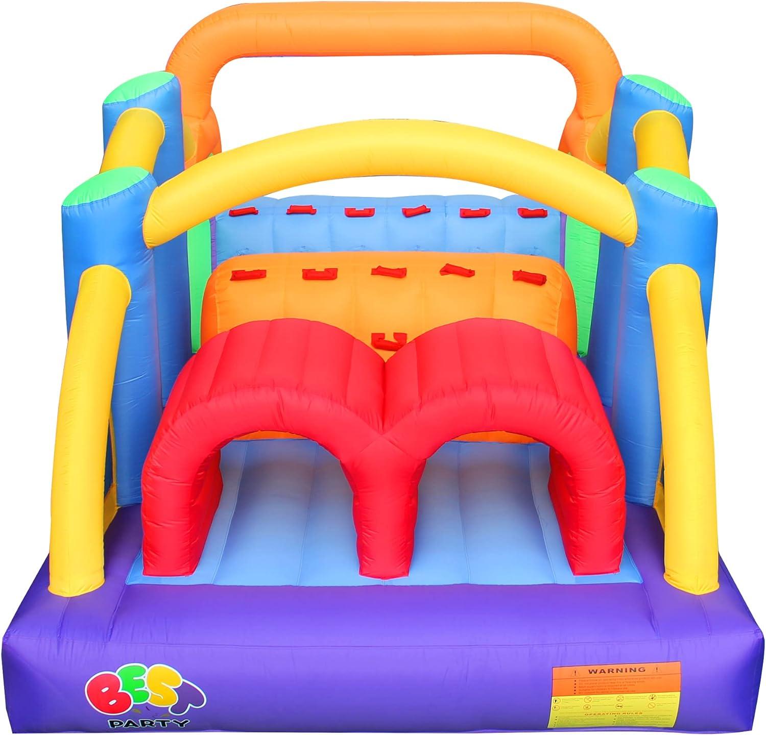 Colorful Inflatable Obstacle Course Bounce House with Slide