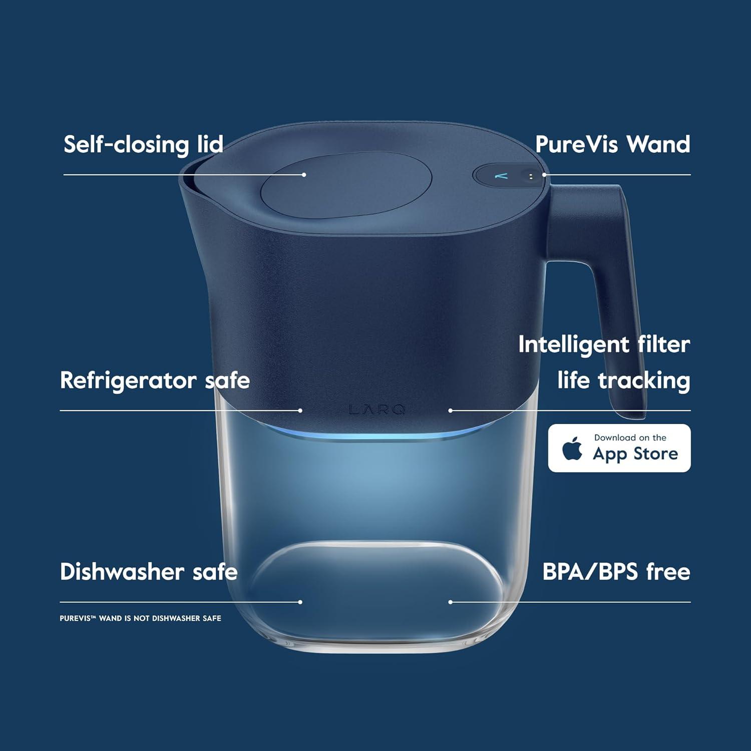 Monaco Blue 8-Cup Self-Cleaning UV Water Filter Pitcher