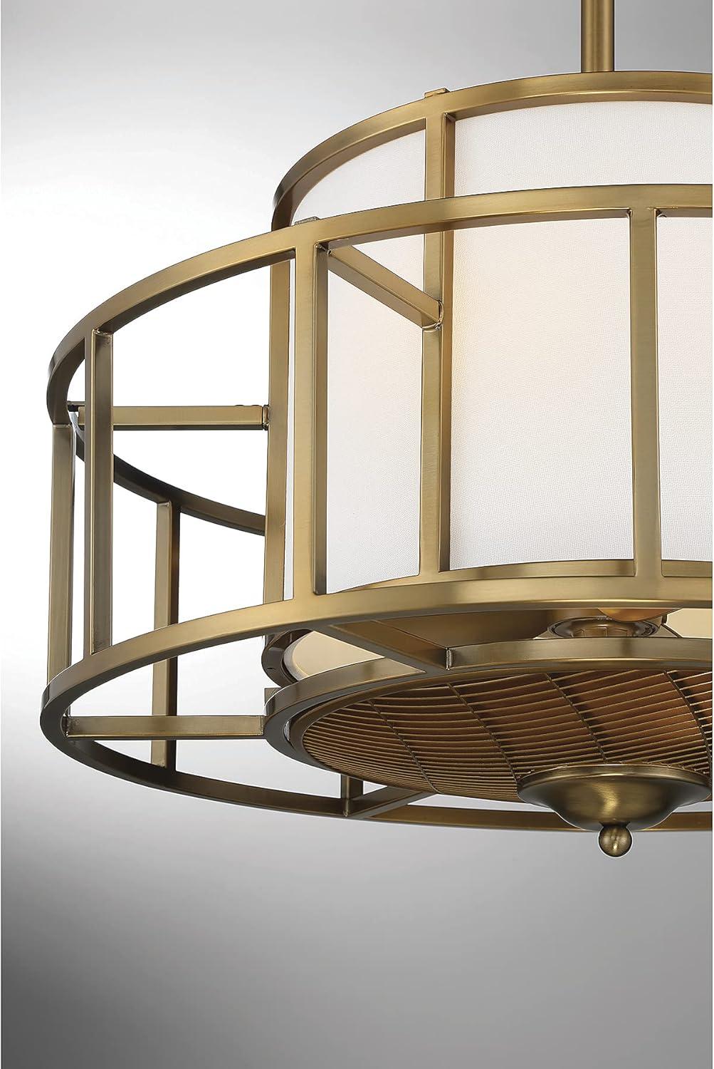 Warm Brass Four Light Fan D'Lier from the Oslo Collection