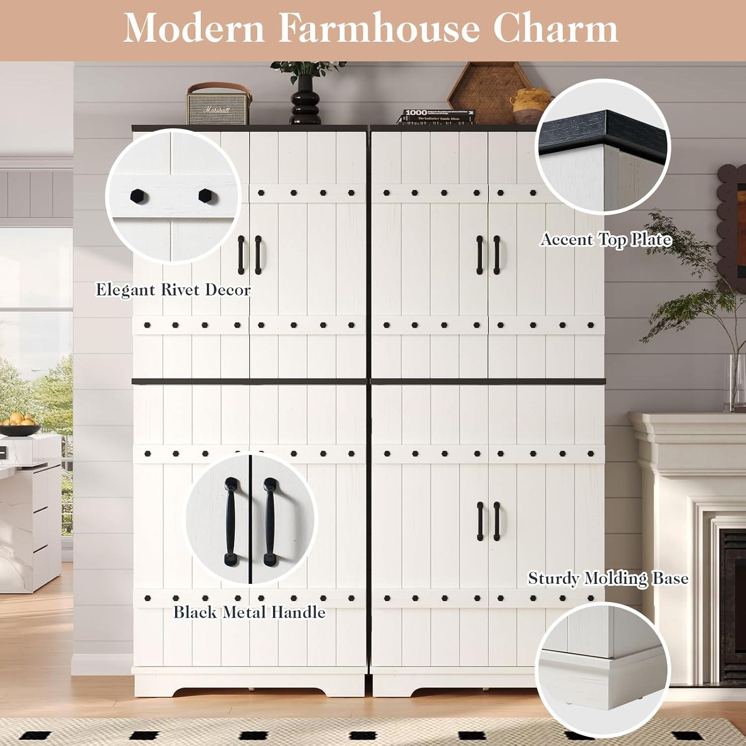 Gracie Oaks 72" Tall Farmhouse Kitchen Pantry