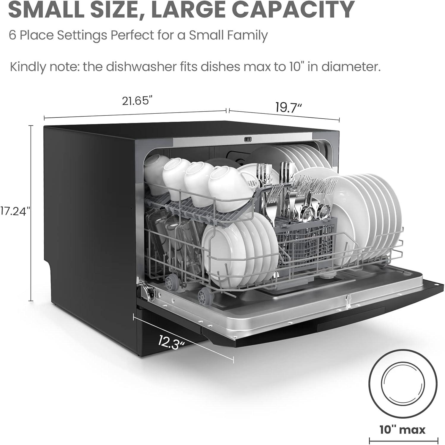 Black Stainless Steel Energy Star Countertop Dishwasher for RV