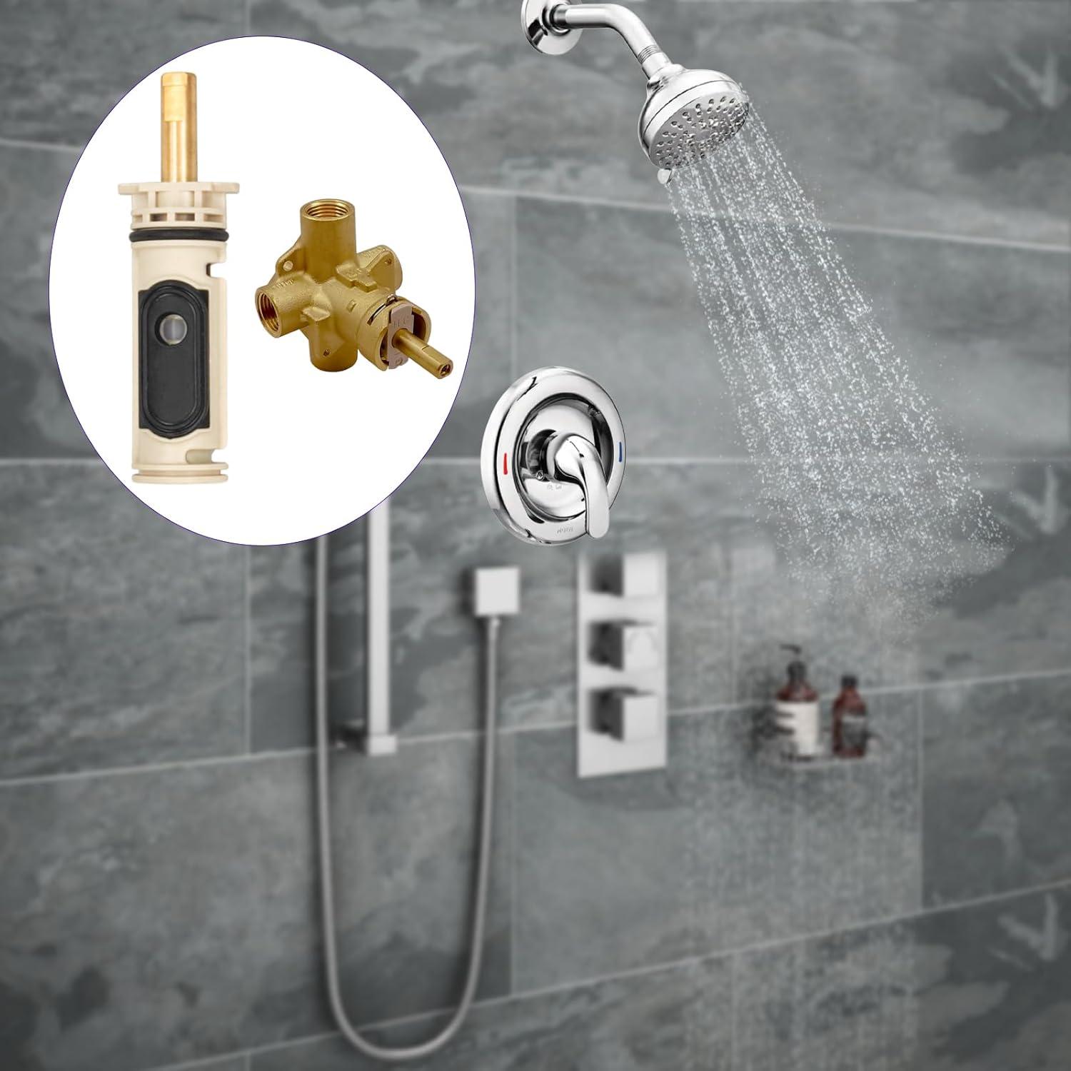 1222 Replacement Cartridge with Moen 104421 Cartridge Puller Removal Tool Retainer Clip Compatible with Moen One-Hanlde Posi Temp 1222B Shower Bathtub Faucet (1222 cartridge +104421 cartridge puller)