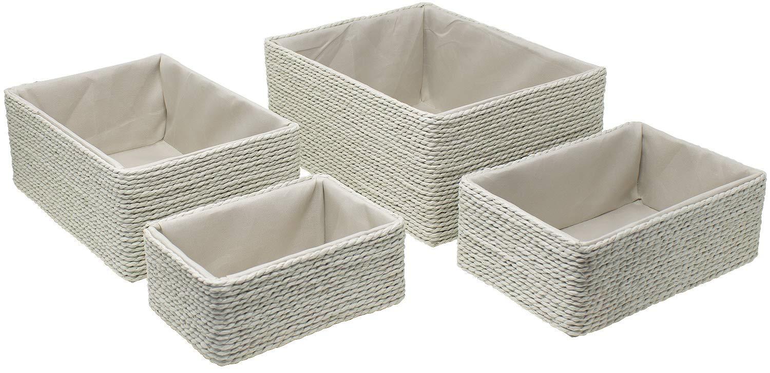 Sorbus Stackable Storage Woven Paper Rope Baskets Set of 4