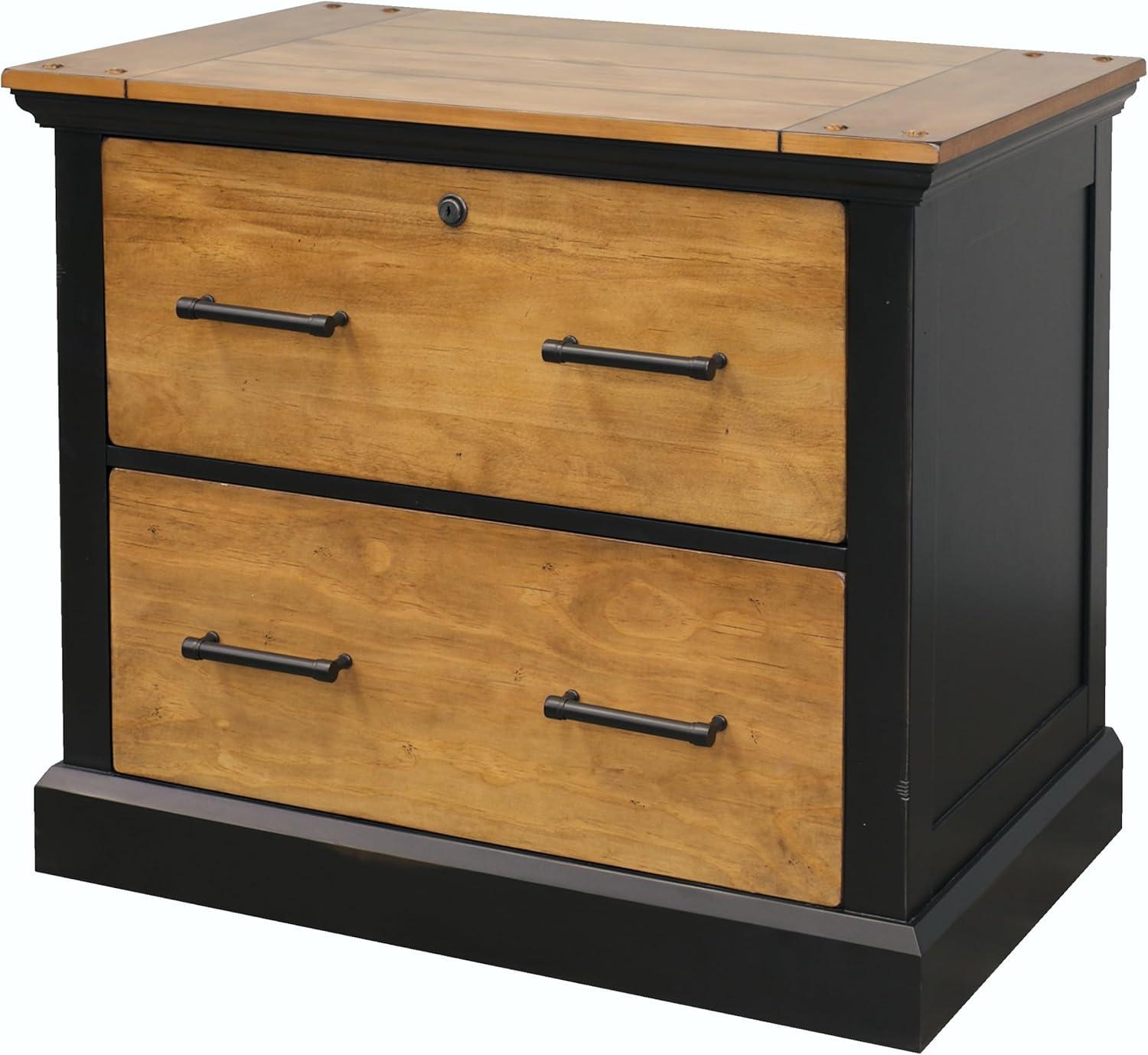 Toulouse Wood Lateral File With Legal/Letter File Drawer Office Storage Black