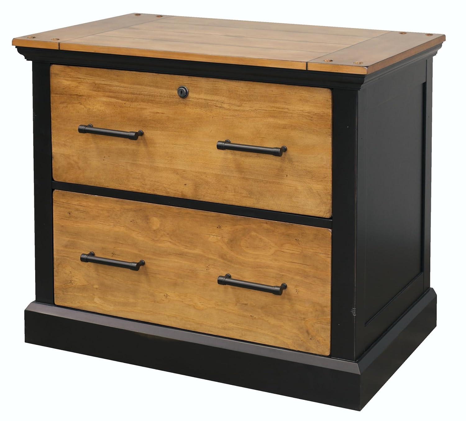 Toulouse Wood Lateral File With Legal/Letter File Drawer Office Storage Black