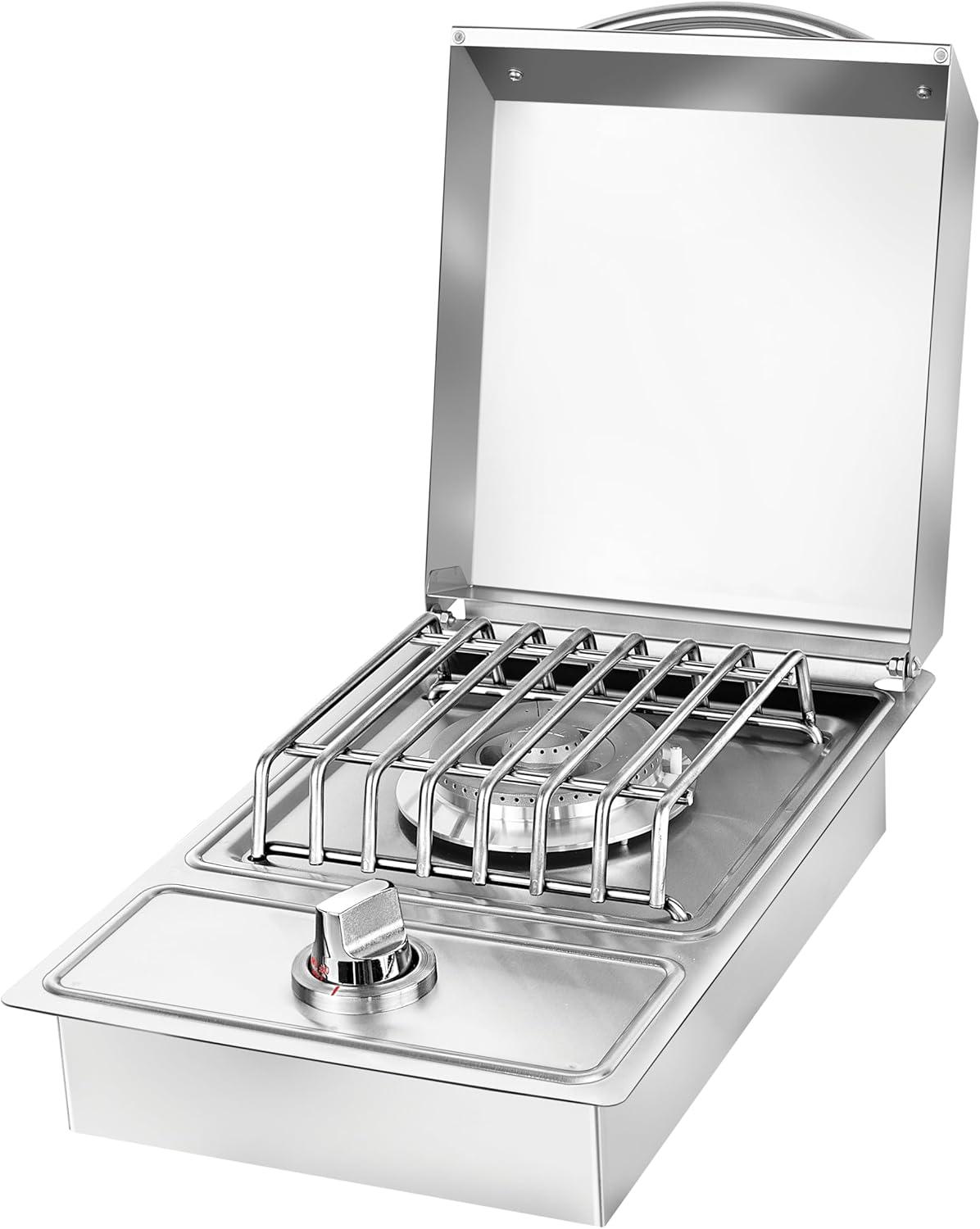 Bullet by Bull Classic Single Side Burner Stainless Steel Drop In for Outdoor Kitchen BBQ Island Liquid Propane