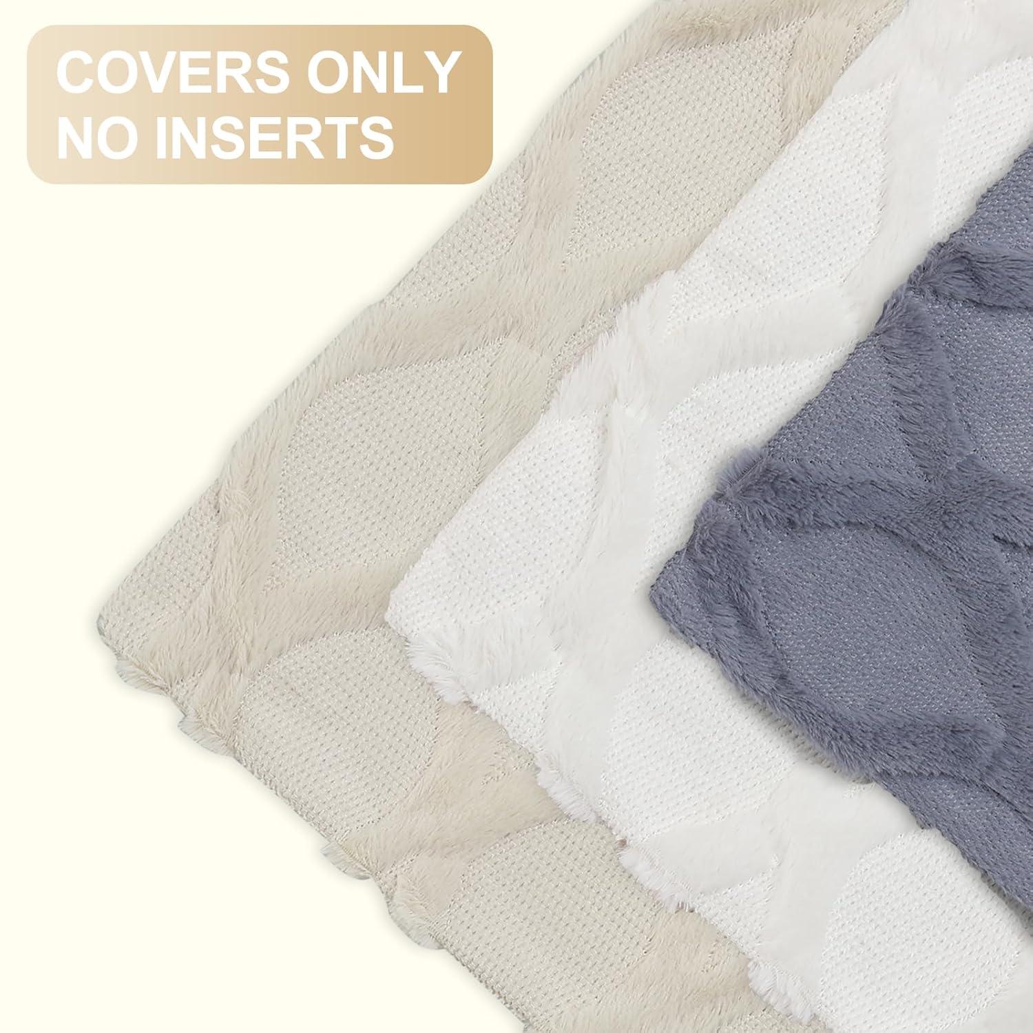 Set of 2 Soft Plush Short Wool Velvet Decorative Throw Pillow Covers Square Luxury Style Cushion Case Pillow Shell for Sofa Bedroom