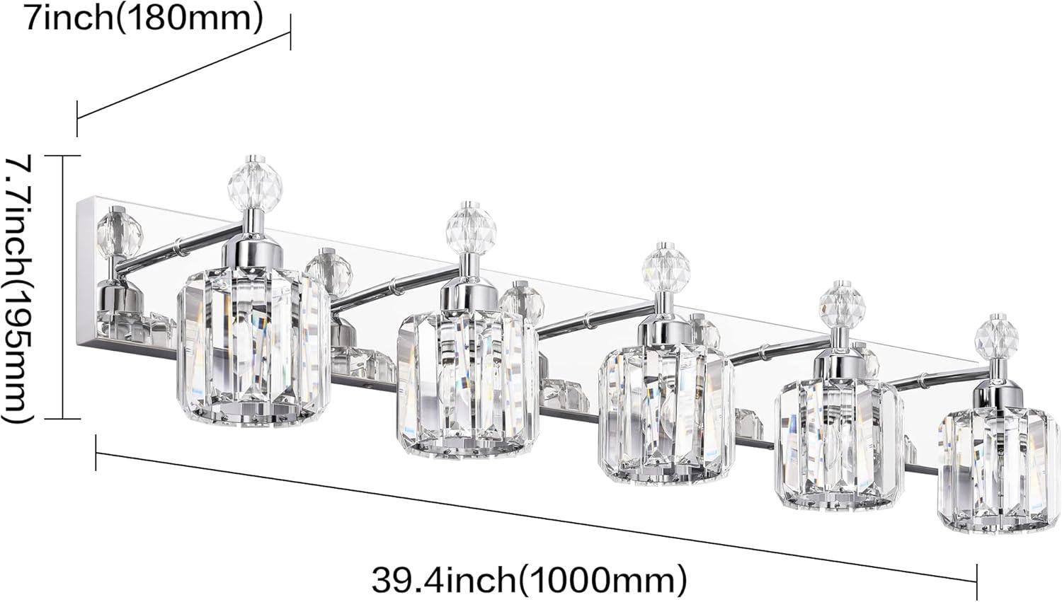 PRESDE Black Crystal Bathroom Lights Fixtures Over Mirror Modern 3 Light Vanity Lighting Bathroom Wall Light Fixtures(Exclude Bulb)