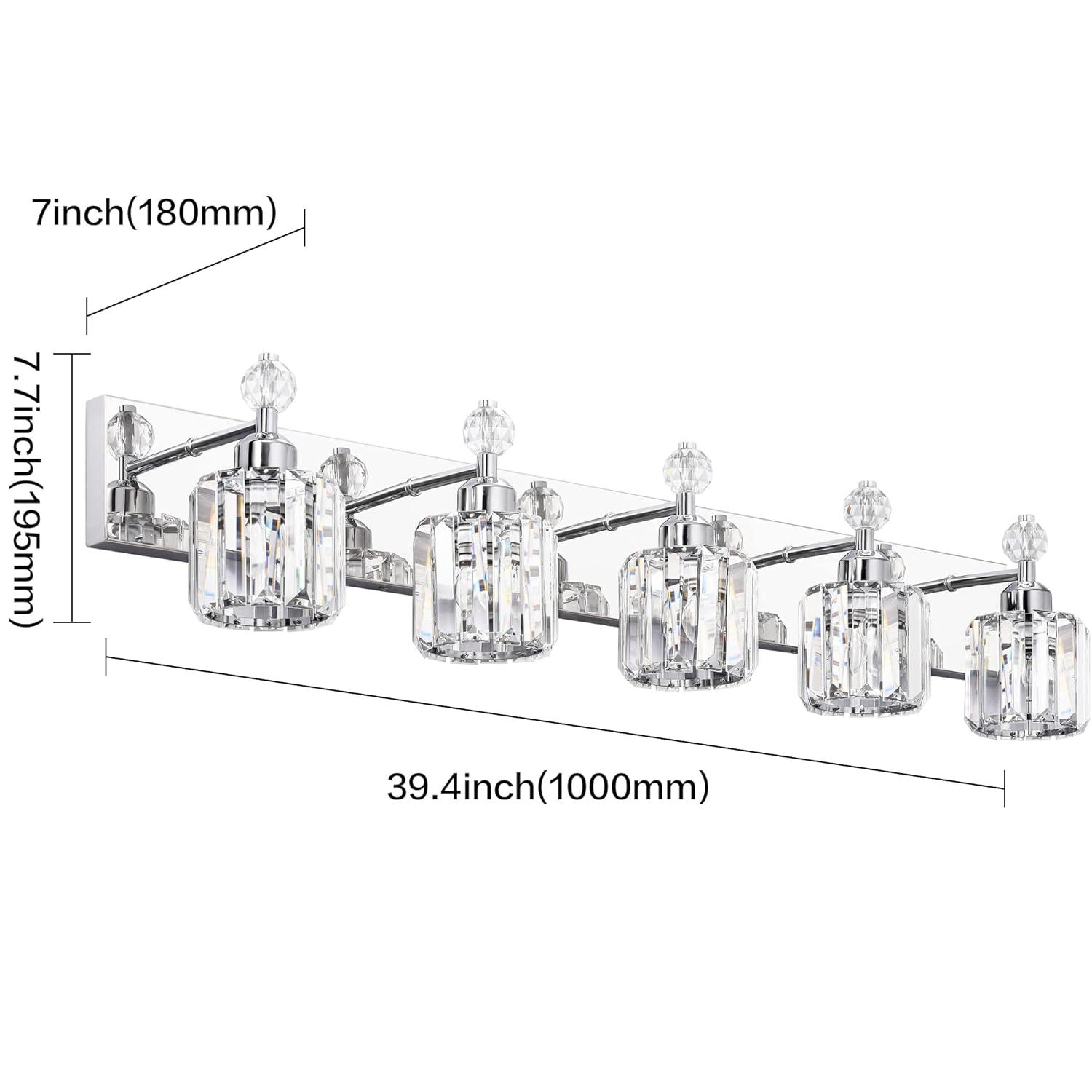 PRESDE Black Crystal Bathroom Lights Fixtures Over Mirror Modern 3 Light Vanity Lighting Bathroom Wall Light Fixtures(Exclude Bulb)